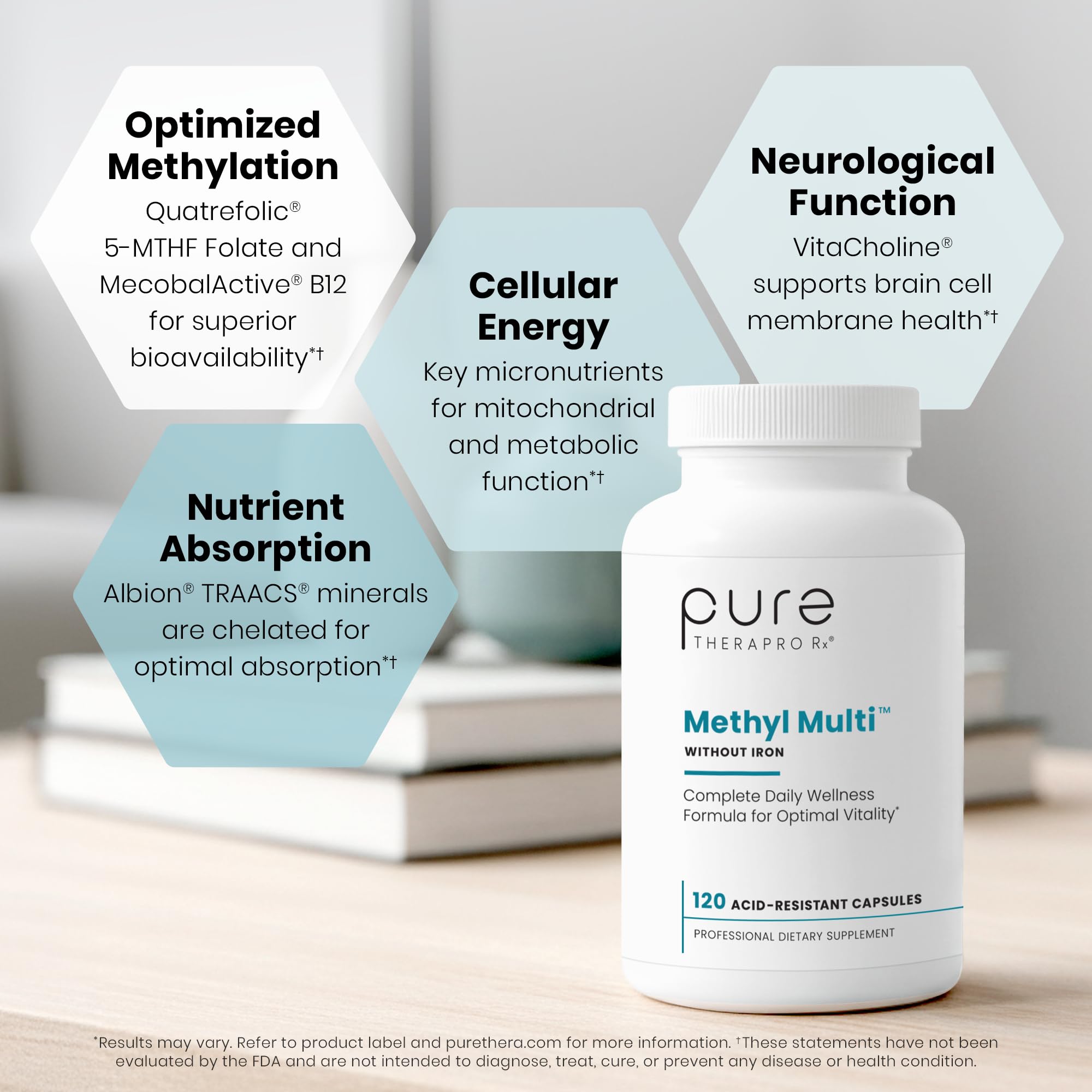 Pure Therapro Rx Methylated Multivitamin for Men and Women | Made in USA | Methyl Multi Without Iron Methyl B12 & Methylfolate | 120 Capsules, 2-Month Supply Pure Therapro Rx uk supplements