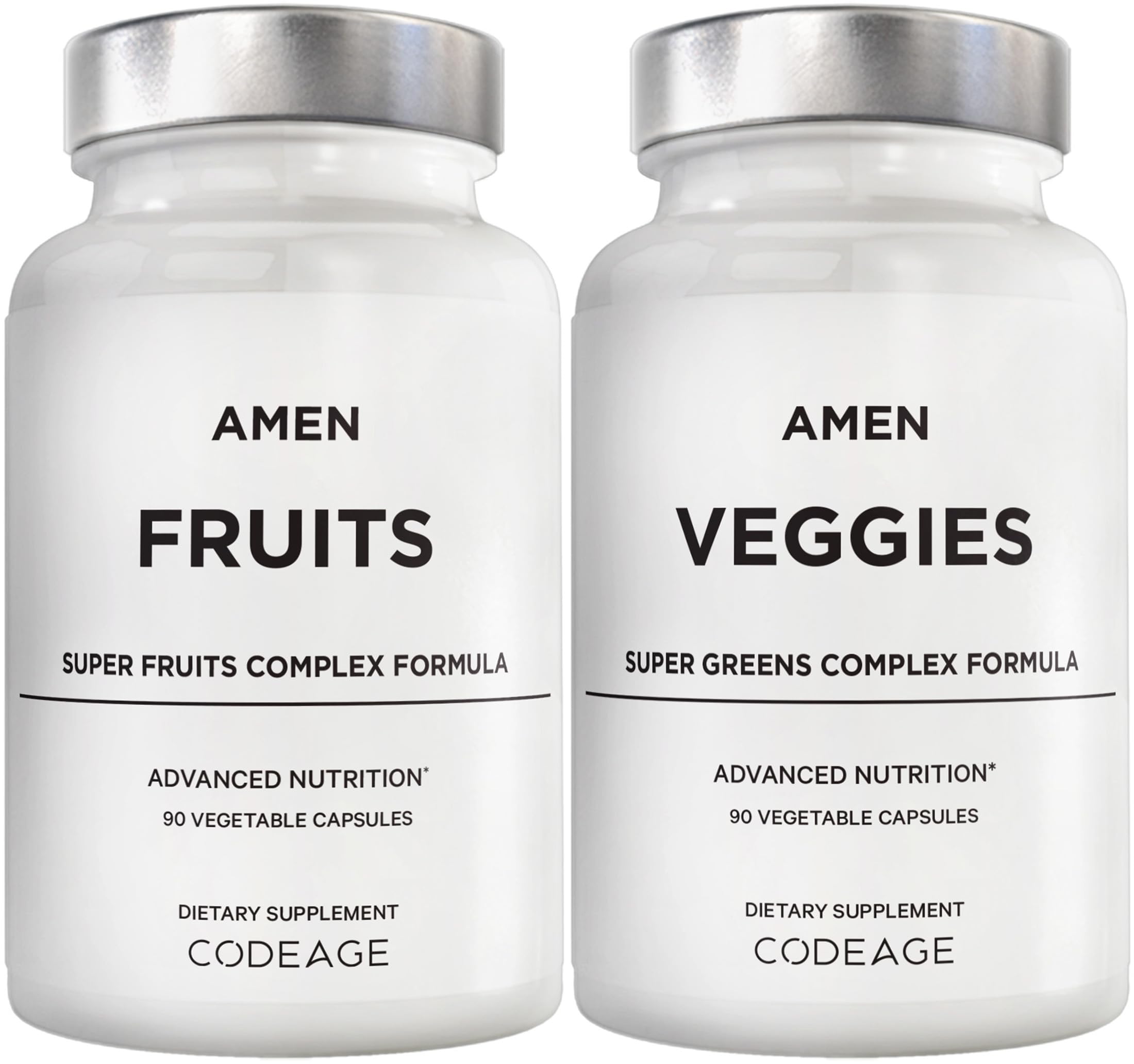 Amen Fruits + Veggies Vitamins Bundle, Raw Whole Food Multivitamin Capsules, Greens Vegetables, Red Fruits & Berries Vegan Blend, Fibers + Phytonutrients Superfood Minerals Supplement, Non-GMO, 180 ct Amen uk supplements