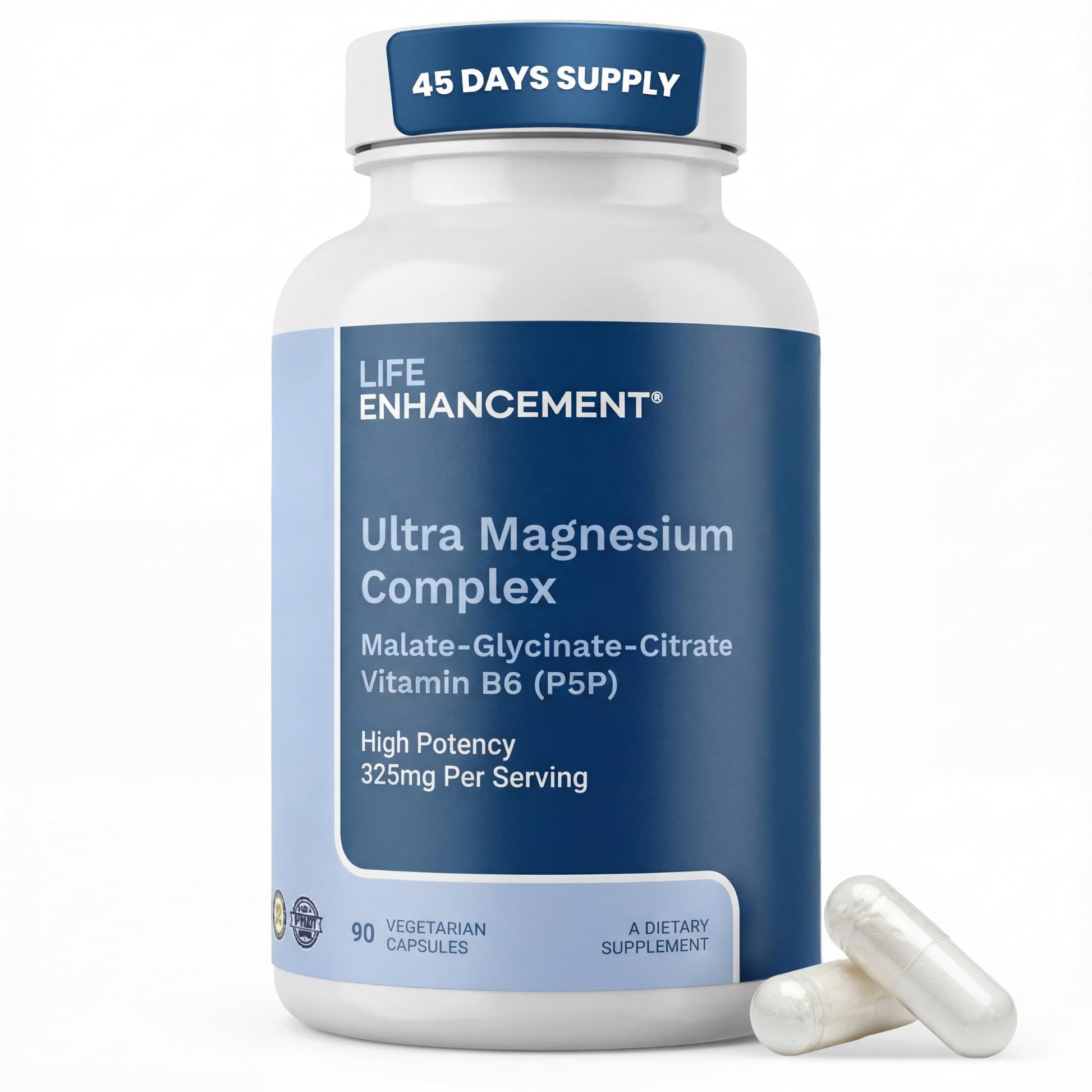 Life Enhancement Ultra Triple Magnesium Complex - 325 mg - with B6, Glycinate, Malate & Citrate - Magnesium Supplement Enhance Sleep and Brain Function - Made in USA (90 Vegetarian Capsules) Life Enhancement uk supplements