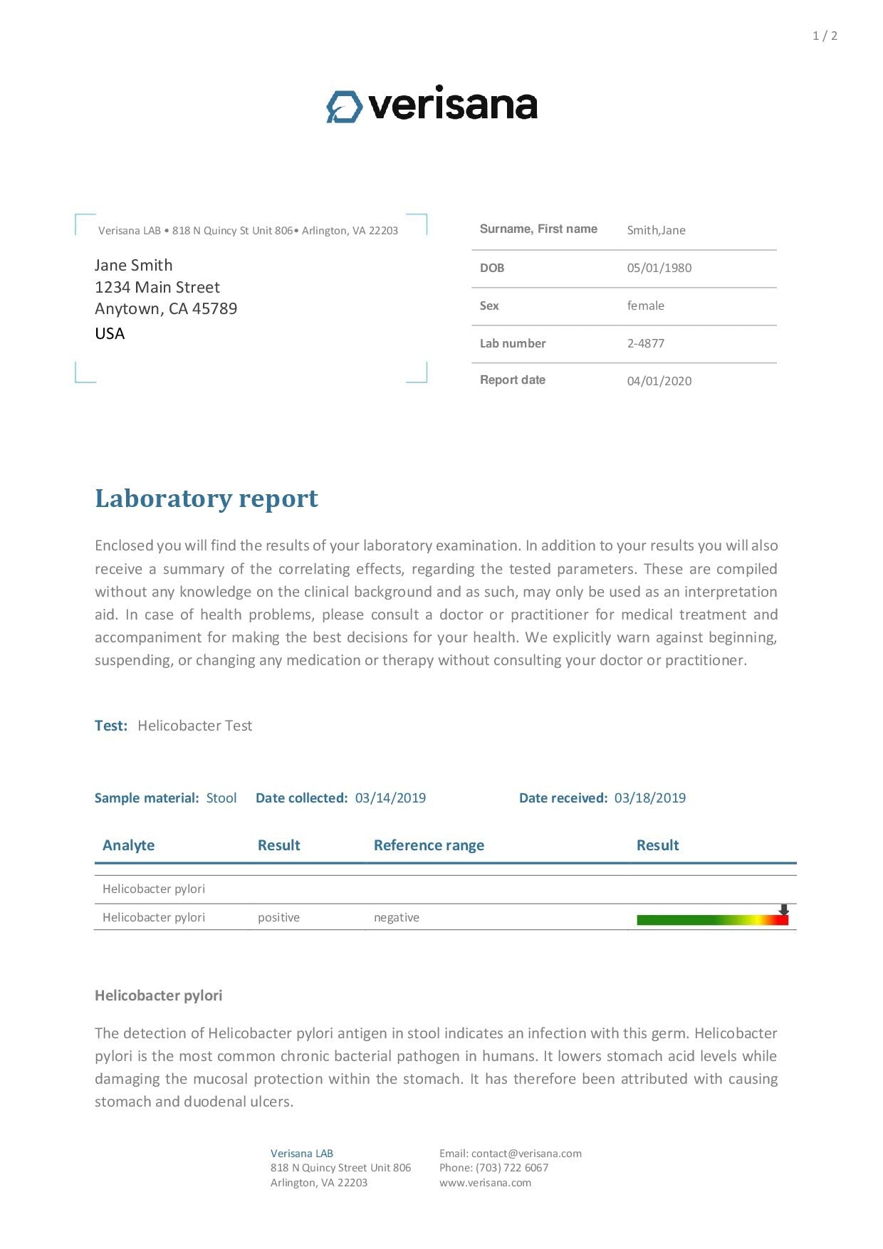 Candida & Helicobacter & Zonulin Test – Lab Testing Kit for Diagnosing Candida, H Pylori and Zonulin Verisana uk supplements