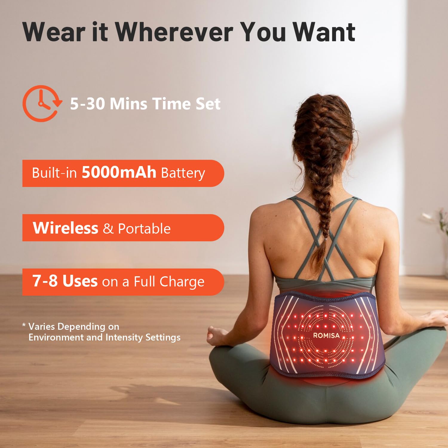 ROMISA Red Light Therapy Belt - Infrared Light Therapy Vibration Rechargeable 660nm&850nm ROMISA uk supplements