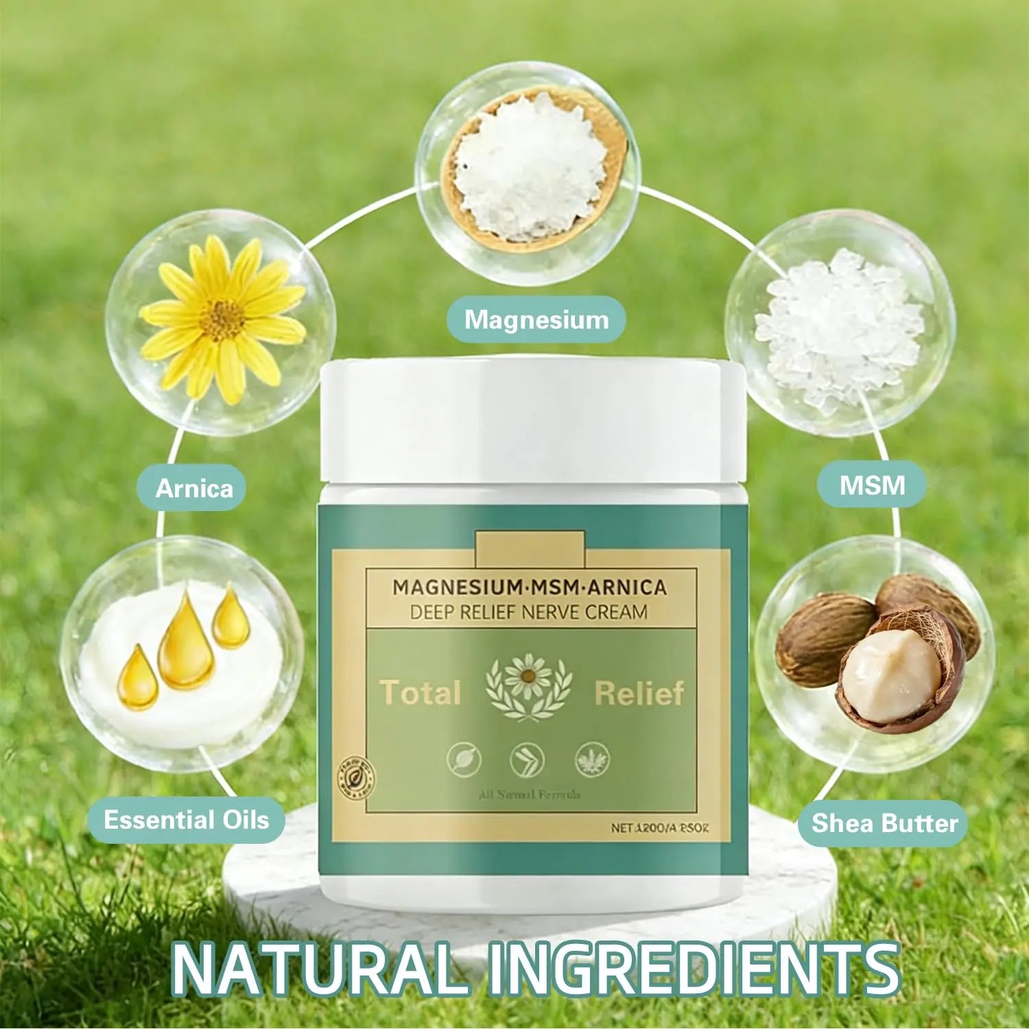 HANGWON Total Relief Magnesium Soothing Cream Advanced nerve Comfort with Arnica, Menthol, MSM,Fast-Absorbing for Relief Joint, Feet, Hands, Legs, Muscles, and Waist, Natural Ingredient -4floz/114g HANGWON uk supplements