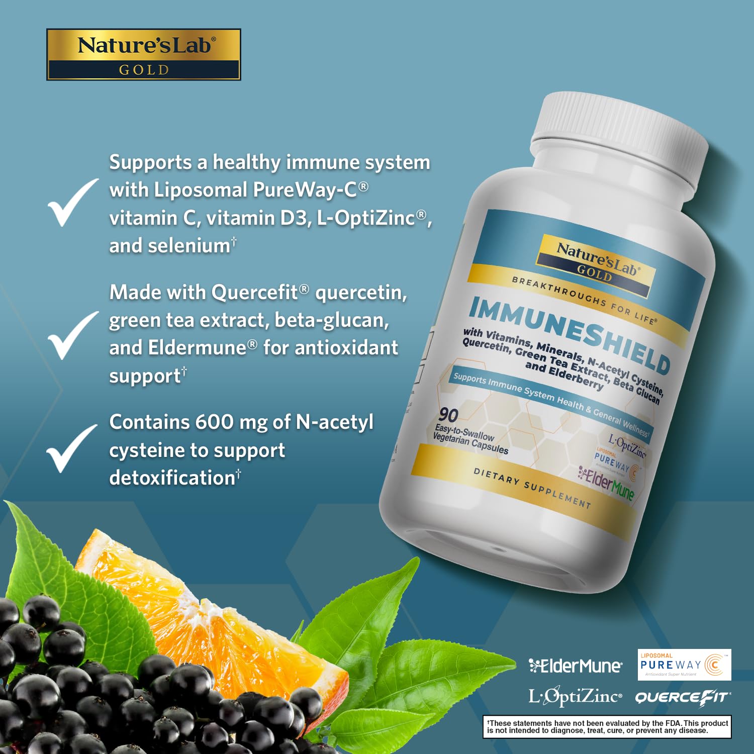 Nature's Lab Gold ImmuneShield - Supports Immune System Health & General Wellness* - 90 Capsules (30 Day Supply) Nature's Lab uk supplements