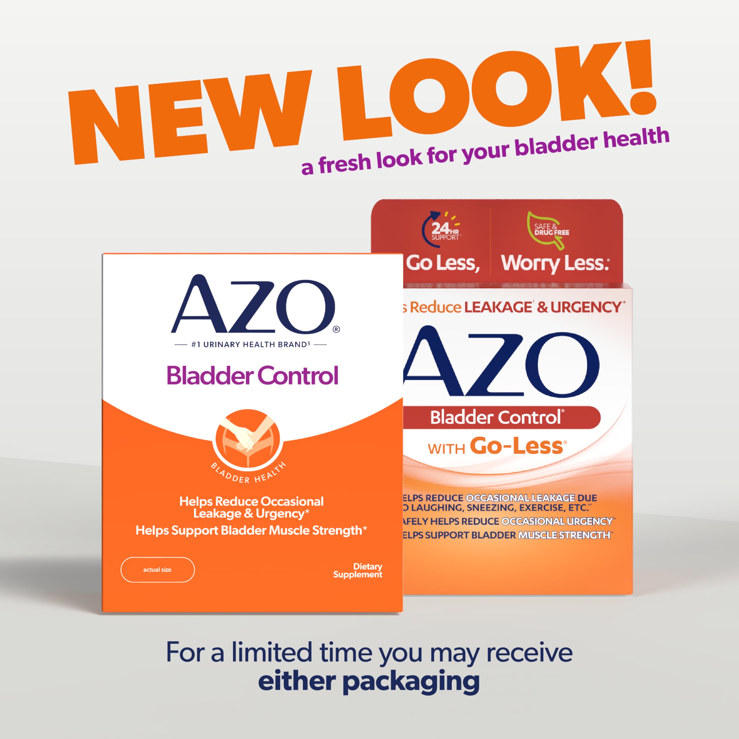 AZO Bladder Control with Go-Less Daily Supplement | Helps Reduce Occasional Urgency, leakage due to laughing, sneezing and exercise††† | 72 Capsules AZO uk supplements