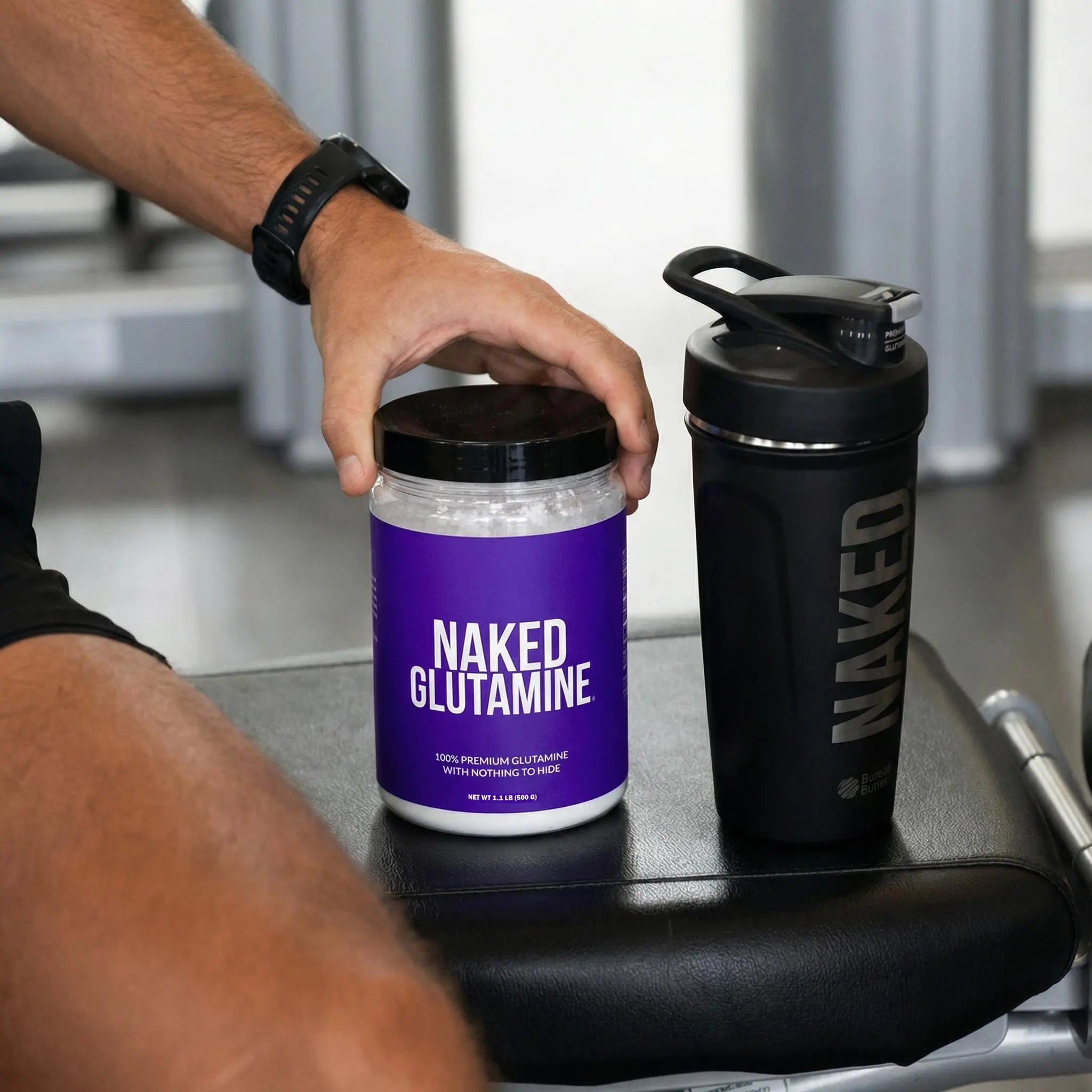Pure L-Glutamine Made in The USA - 100 Servings - 500g, 1.1lb Bulk, Vegan, Non-GMO, Gluten and Soy Free. Minimize Muscle Breakdown & Improve Protein Synthesis. No Additives NAKED uk supplements