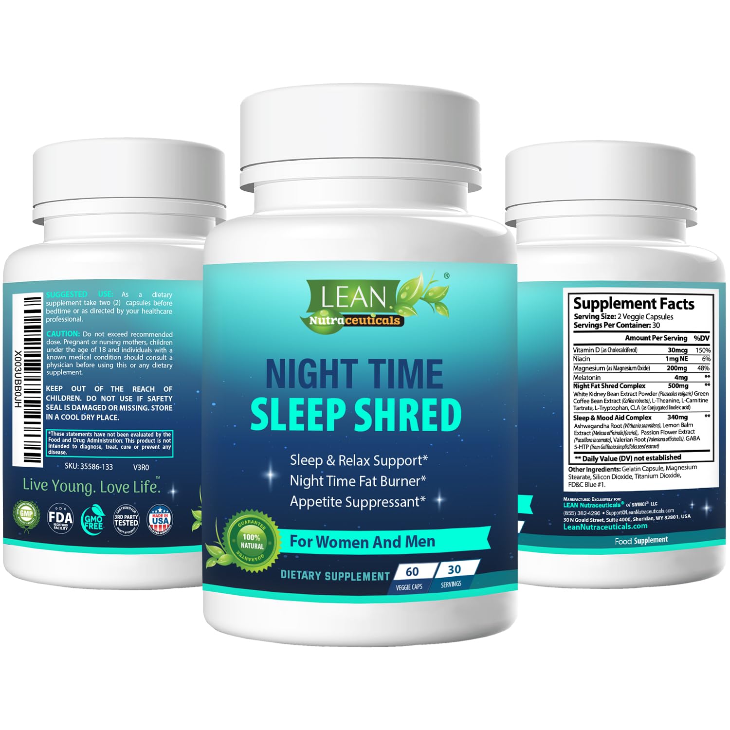 Night Time Sleep Shred Fast Fat Burner, Weight Loss Aid Pill, Appetite Suppressant Carb LEAN Nutraceuticals uk supplements