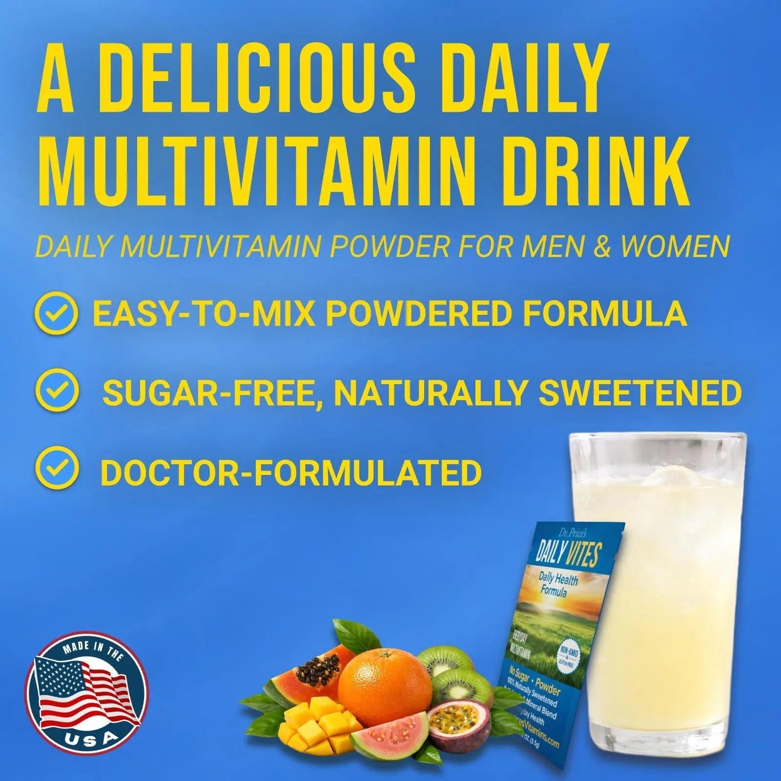 Dr. Price's Multivitamin for Women and Men | Tropical 30 Servings | Daily Supplement Powder with Vitamin C, B Complex & Minerals | Dr. Price's Vitamins uk supplements