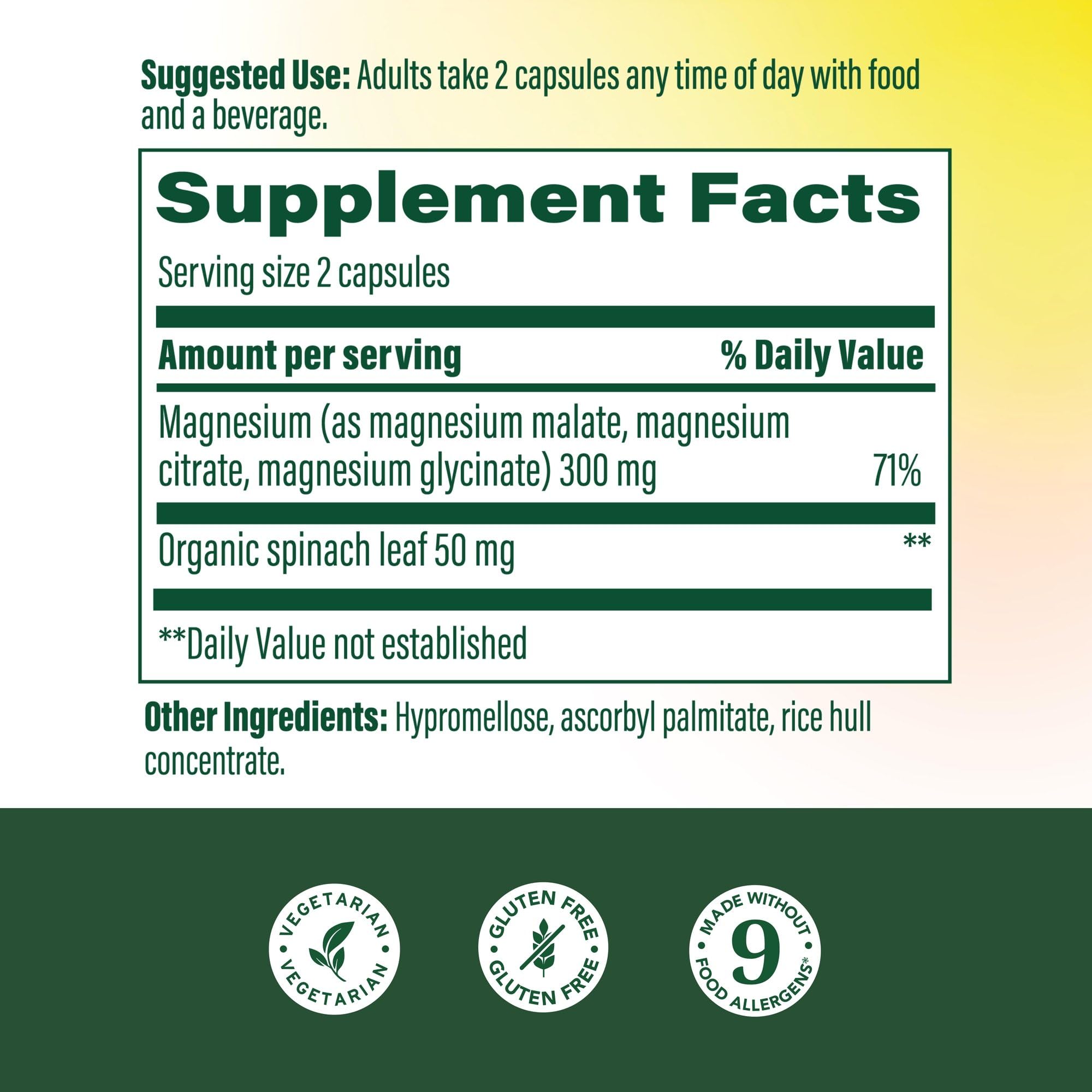 MegaFood Magnesium Glycinate, Citrate, Malate 300mg Supplement - Highly Absorbable Blend to Support Heart, Nerve Health & Relaxation, Triple Magnesium Complex Supplement, 60 Capsules (30 Servings) MegaFood uk supplements