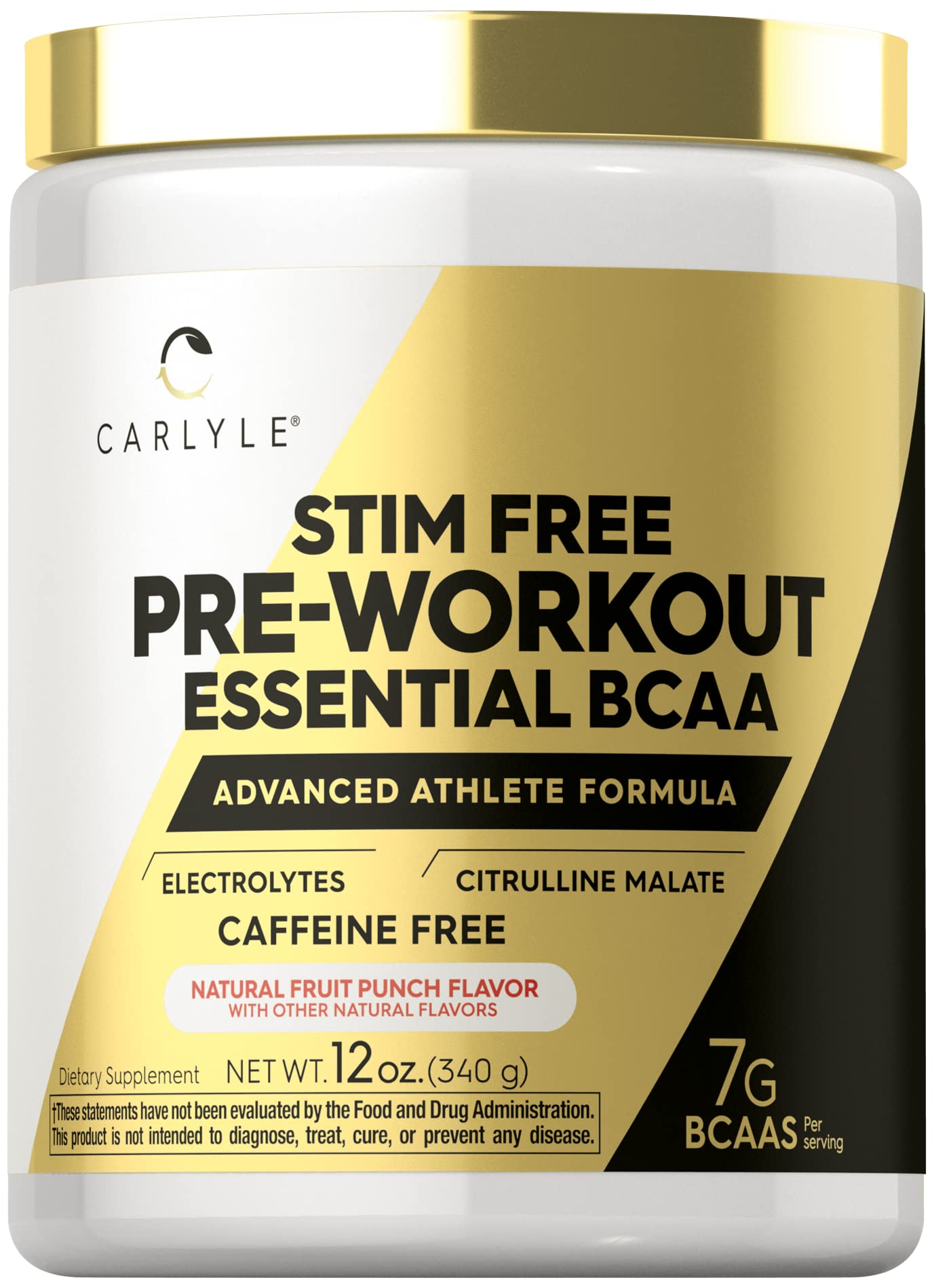 Carlyle Stim Free Pre Workout Powder | BCAA Amino Acids | 7g BCAA | Fruit Punch Flavor Carlyle uk supplements