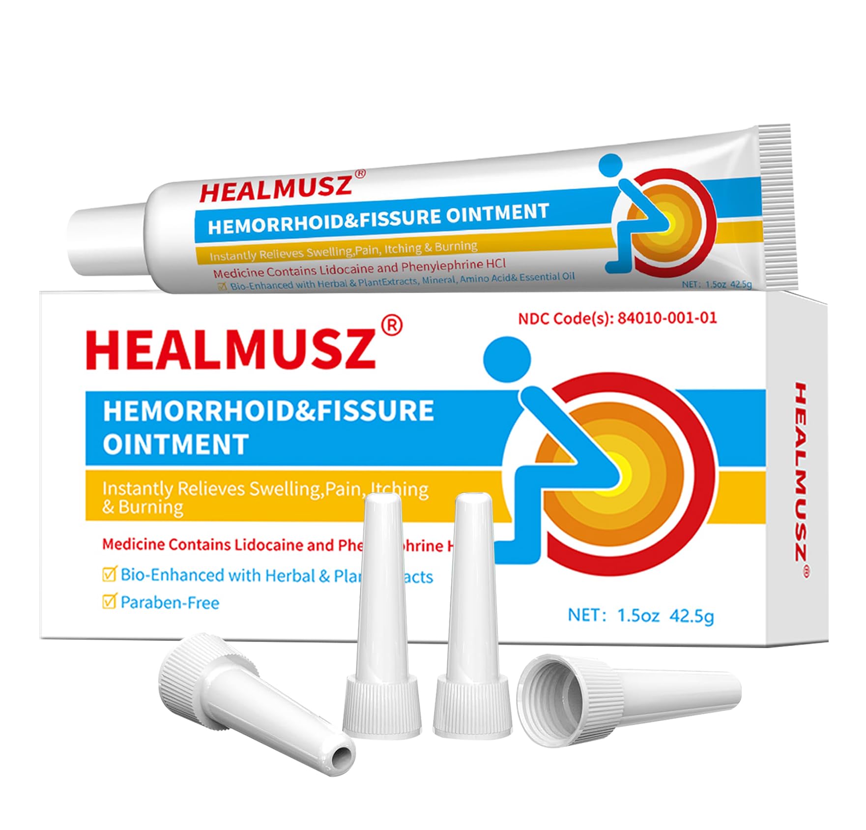 HEALMUSZ Hemorrhoid & Fissure Ointment,with 4% Lidocaine and Phenylephrine HCl,Fast Relief for Pain, Swelling, Discomfort & Itching | 1.5 oz HEALMUSZ uk supplements
