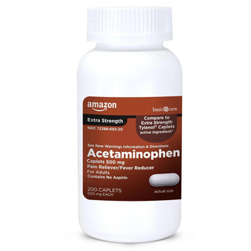 Amazon Basic Care Extra Strength Pain Relief, Acetaminophen Caplets, 500 mg, 200 Count Amazon Basic Care uk supplements
