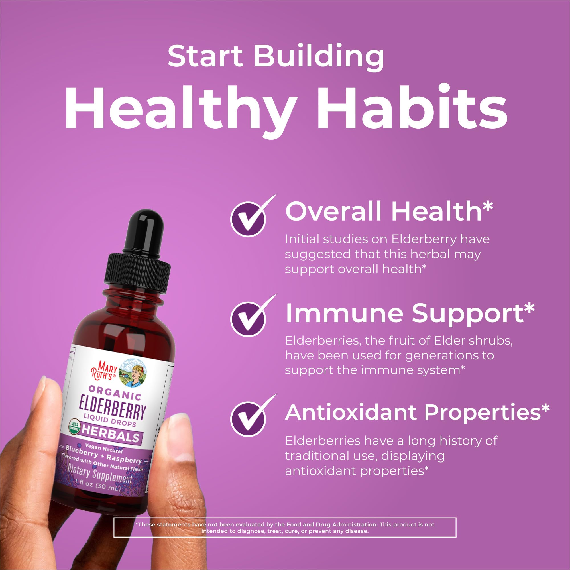 MARYRUTH'S Elderberry Liquid Drops for Adults & Kids | Immune Support | Antioxidant | Overall Wellness | Elder Berry Extract | USDA Organic | Sugar Free | Vegan | Non-GMO | Gluten Free | 1 Fl Oz MARYRUTH'S uk supplements