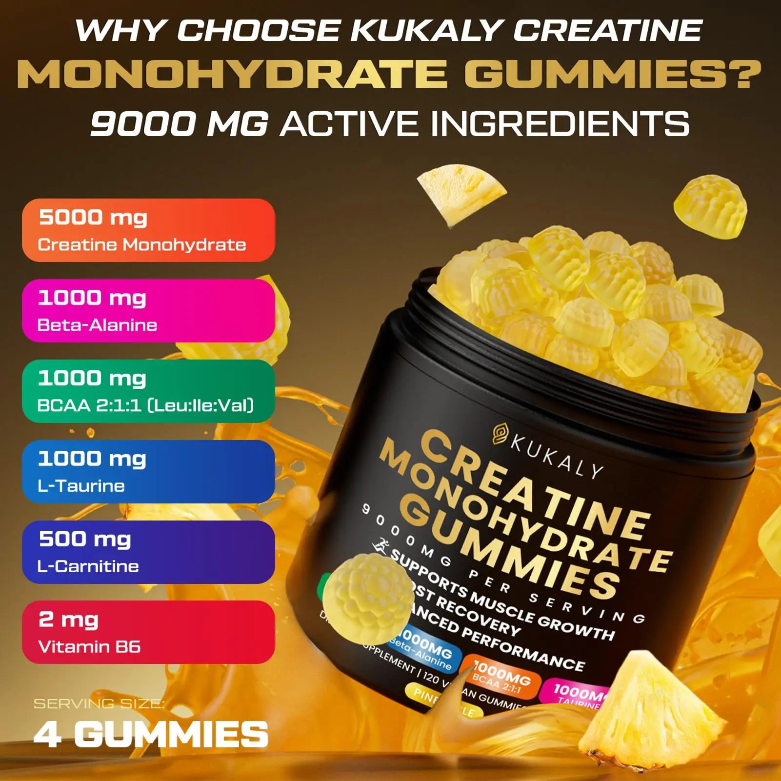 ZyterX Creatine Monohydrate Gummies for Men & Women, 9000MG Creatine Gummies Sugar Free with L-Taurine, BCAA 2:1, B12 B6 for Boost Strength, Focus & Endurance, ZyterX uk supplements