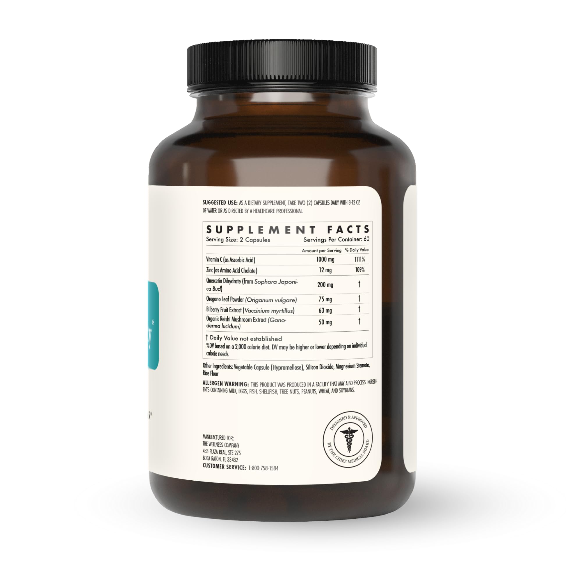 Natural Immunity - Botanical Immune Boost, Targeted Nutrients, T-Cell Support - Oregano, Reishi, Zinc, Vitamin C, Quercetin | 120 (2 Month Supply) The Wellness Company uk supplements