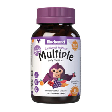 Bluebonnet Nutrition Rainforest Animalz Whole Food Based Multiple Chewable Tablets, Kids Multivitamin & Mineral, Vitamin C, D3, Iron BlueBonnet uk supplements