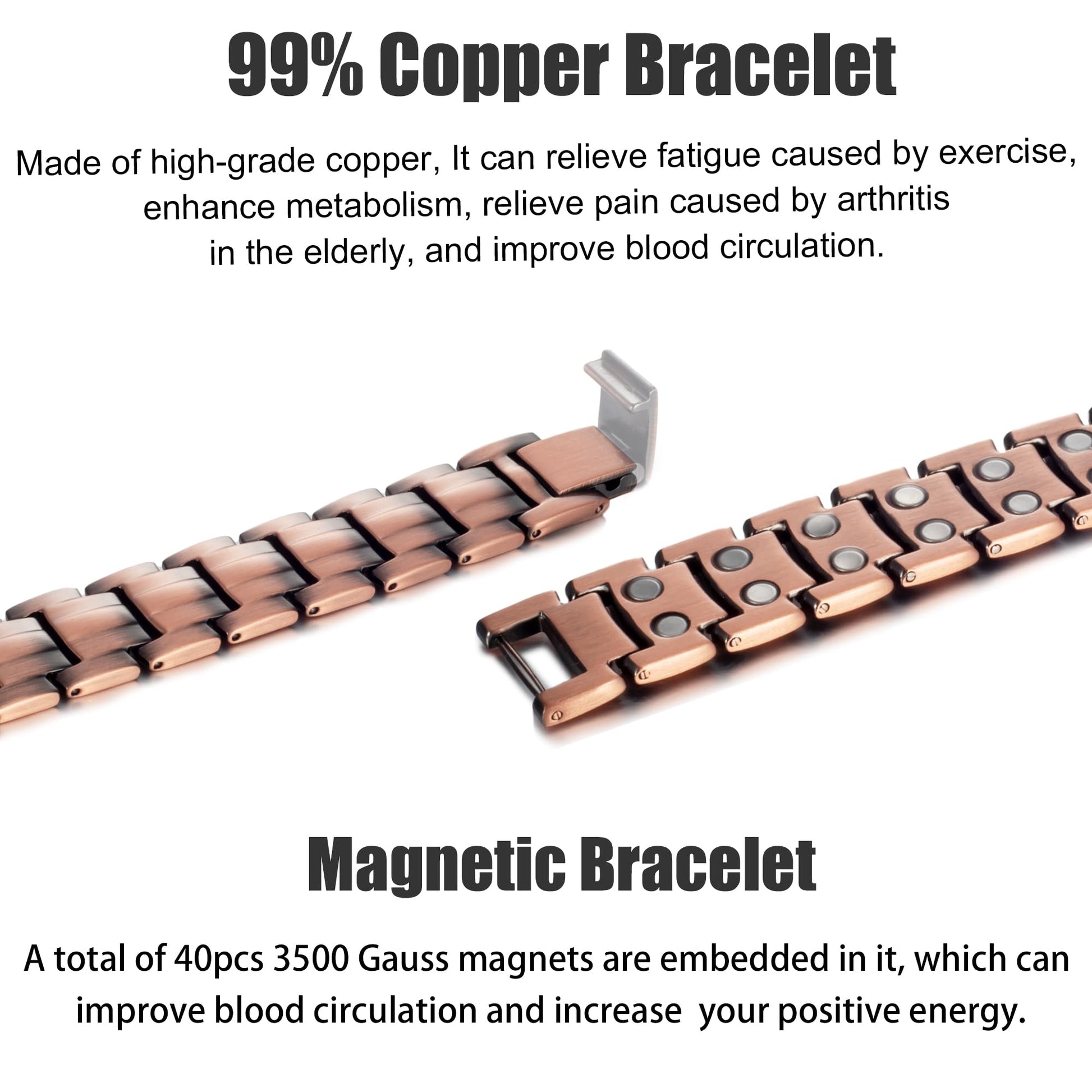 MagVIVACE Copper Bracelet for Men, Magnetic Bracelet with 3500 Gauss Magnets MagVIVACE uk supplements