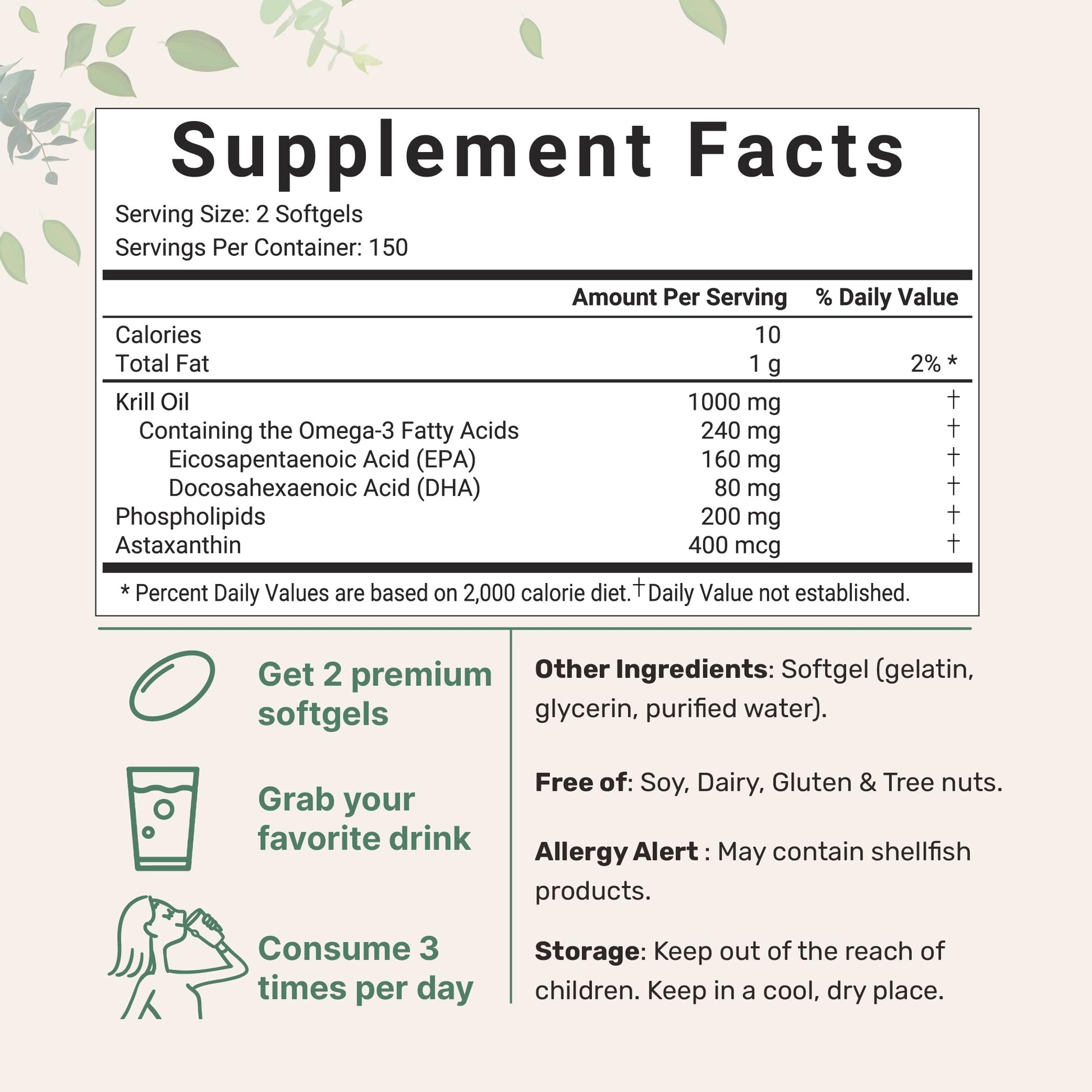 Micro Ingredients Antarctic Krill Oil Supplement, 1000mg Per Serving, 300 Soft-Gels Micro Ingredients uk supplements