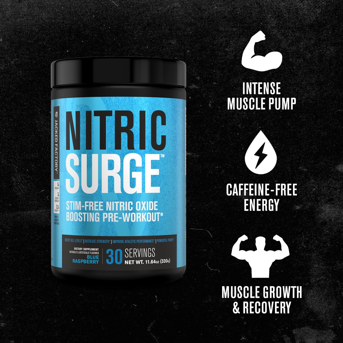 Nitric Surge Stim Free Pre Workout Powder - Caffeine Free Nitric Oxide Supplement Jacked Factory uk supplements