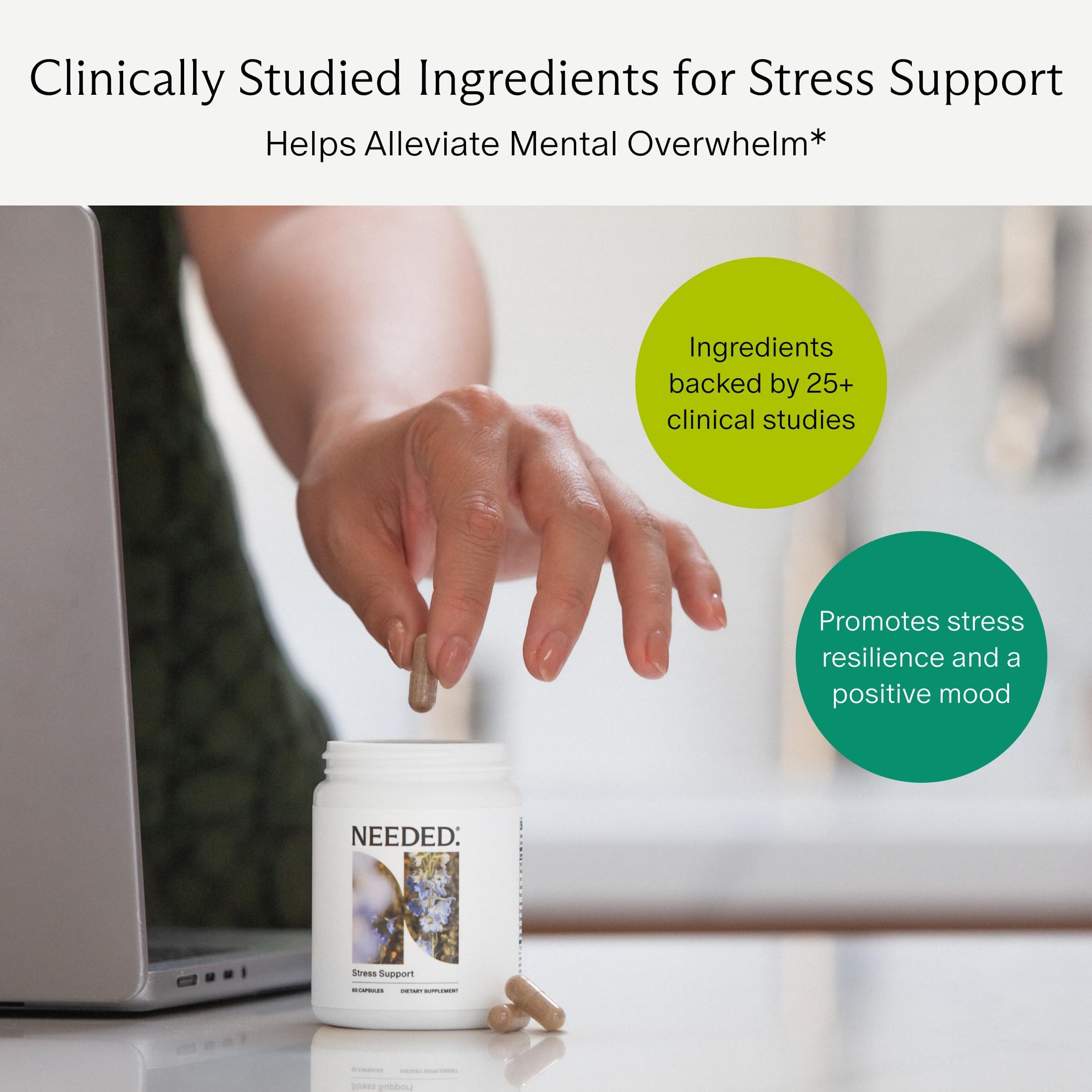 Needed. Stress Support - Herbal Blend Supporting Mood, Energy, and Hormone Balance for Women - Herbal Supplement of Shatavari, Ashwagandha, Rhodiola - Non-GMO - 30 Day Supply - 120 Capsules Needed. uk supplements