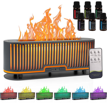 Comfynest Colorful Flame Fire Fireplace Diffuser with 6 Essential Oils Set, Ultrasonic 200ml Essential Oil Comfynest uk supplements