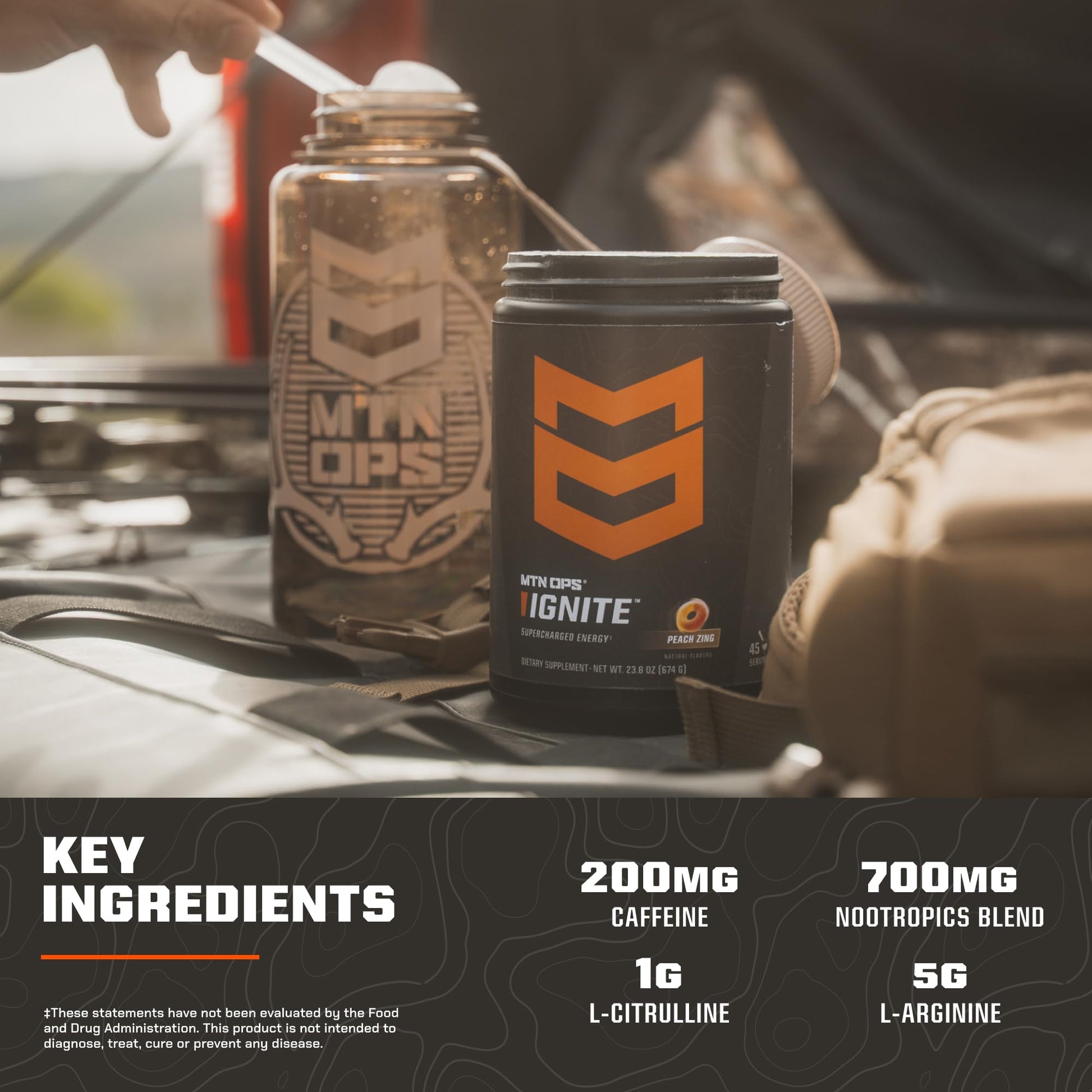 MTN OPS Ignite Trail Packs Energy Drink Powder, Gluten Free Nootropic Supplement Drink Mix, L Arginine, L Citrulline, Caffeine & Nootropic Sugar Free Drink Mix, 20 Servings, Tiger's Blood MTN OPS uk supplements