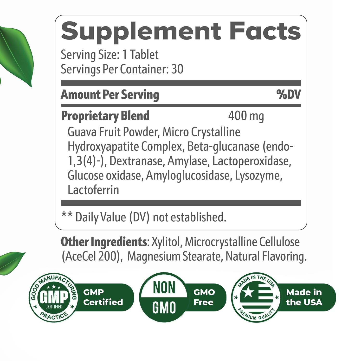 Nature’s NutriWave DentaTonic – Daily Oral Supplement with Guava Fruit, Hydroxyapatite & Enzyme Blend – Made in USA Non-GMO, Stimulant-Free Formula – 30 Tablets, 1 Month Supply Nature’s NutriWave uk supplements