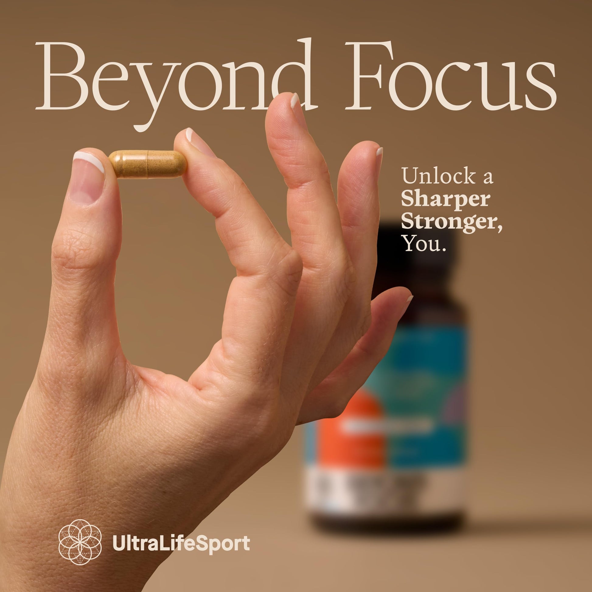 Ultra Life Sport - Beyond Focus Organic Mushroom Supplement - 30 Capsule Brain Supplements for Memory and Focus - 100% Vegan, Non-GMO - Memory Booster with Bacopa, Cordyceps, & Lion’s Mane Ultra Life Sport uk supplements