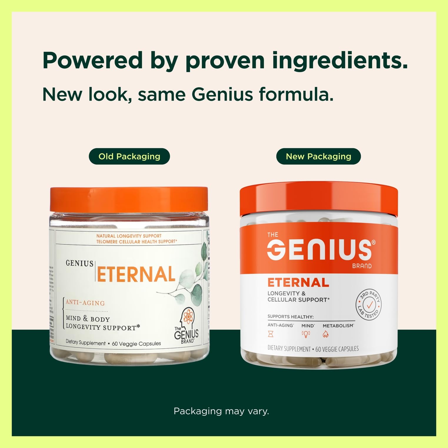The Genius Brand Genius Eternal - Cellular Repair Supplement for Daily Clarity - Supports Brain Health, Endurance, Energy, Focus, Memory & Vitality - Non-GMO - 60 Veggie Capsules The Genius Brand uk supplements