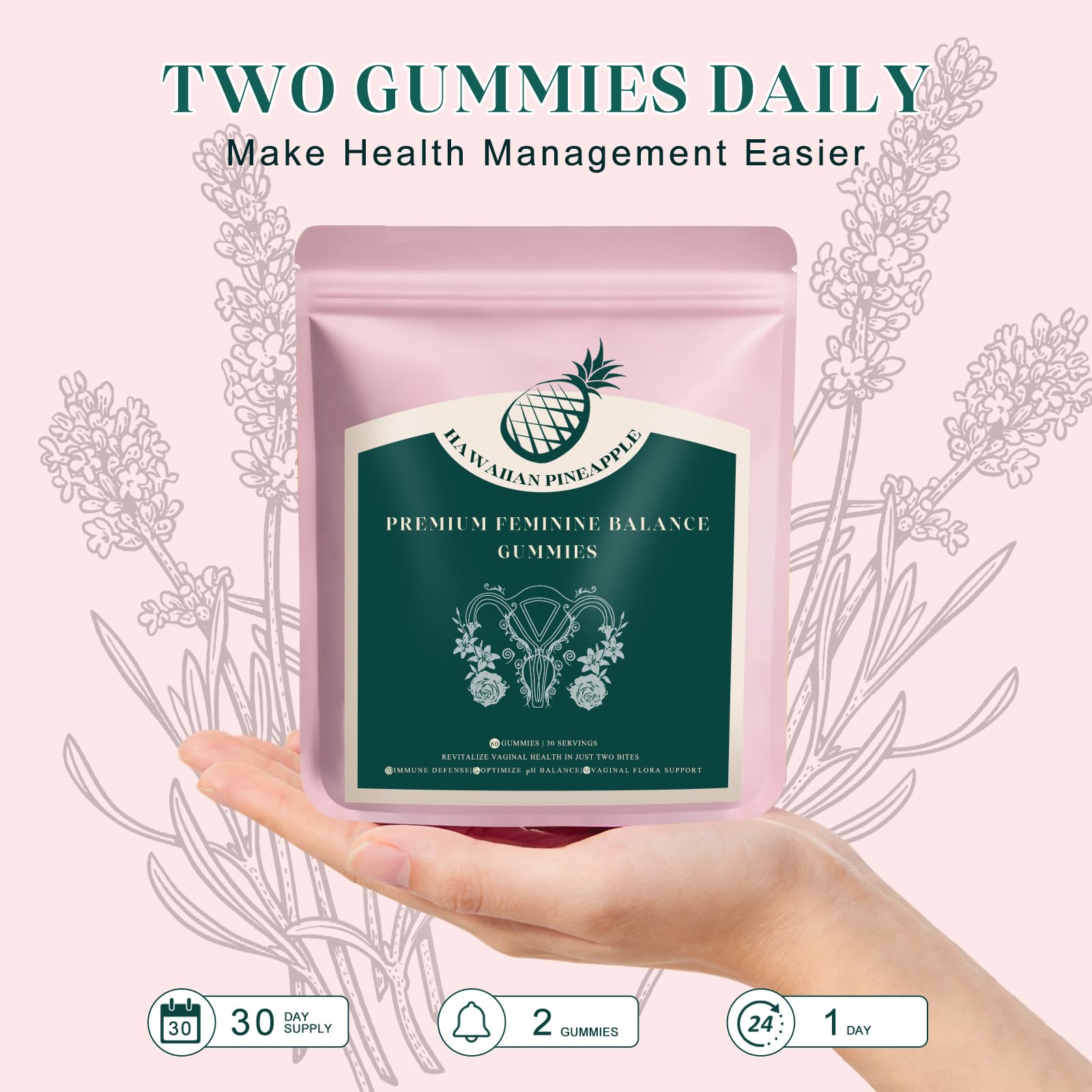 KLKIT Premium Feminine Balance Gummies, Pineapple Vaginal Probiotics for Women, pH Balance Feminine Gummies for Immune Support, Vegan & Gluten Free, 60 Count (30 Servings) KLKIT uk supplements