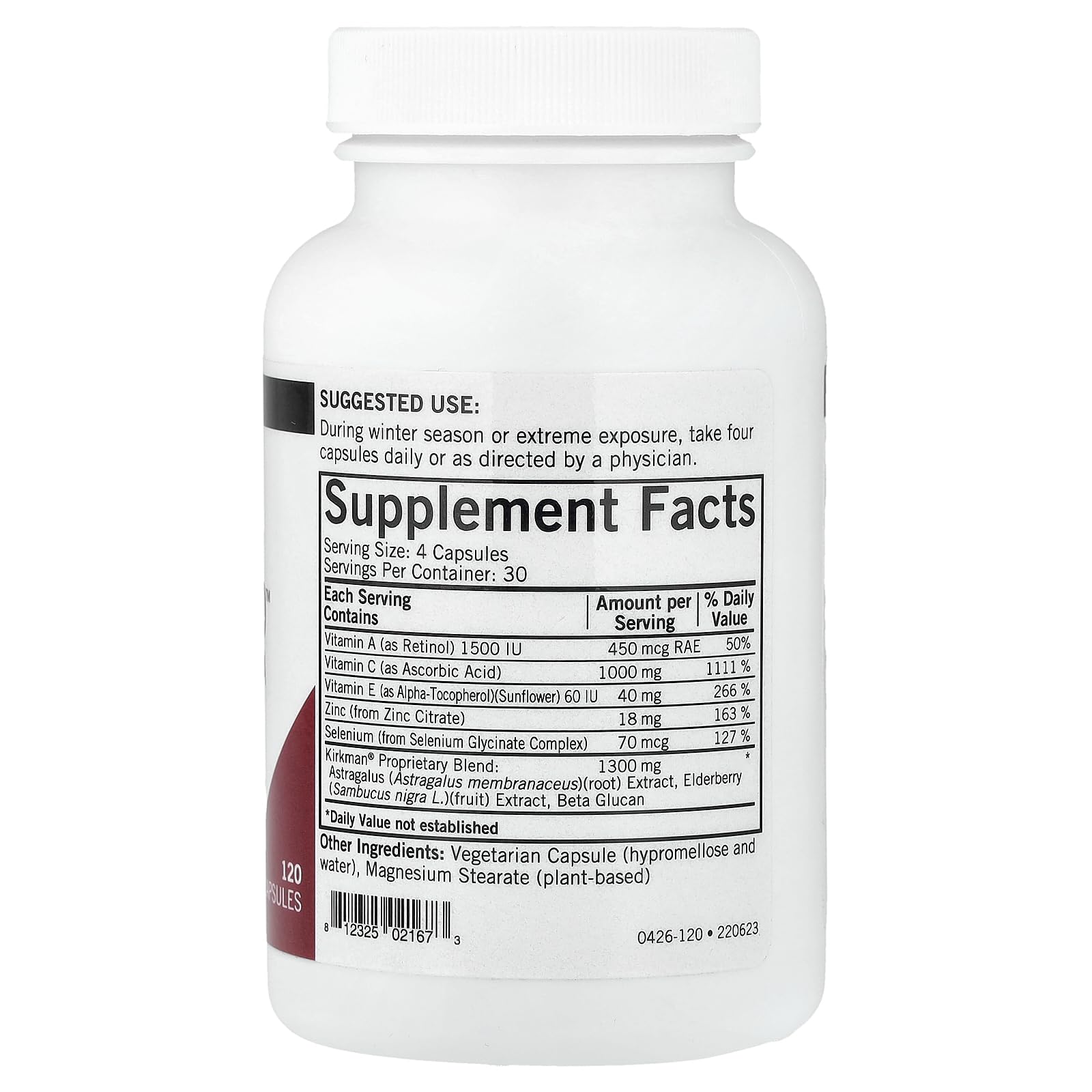Kirkman - Immuno-Aid Advanced Formula - 120 Capsules - Immune Support - Potent Proprietary Blend - Hypoallergenic Kirkman uk supplements