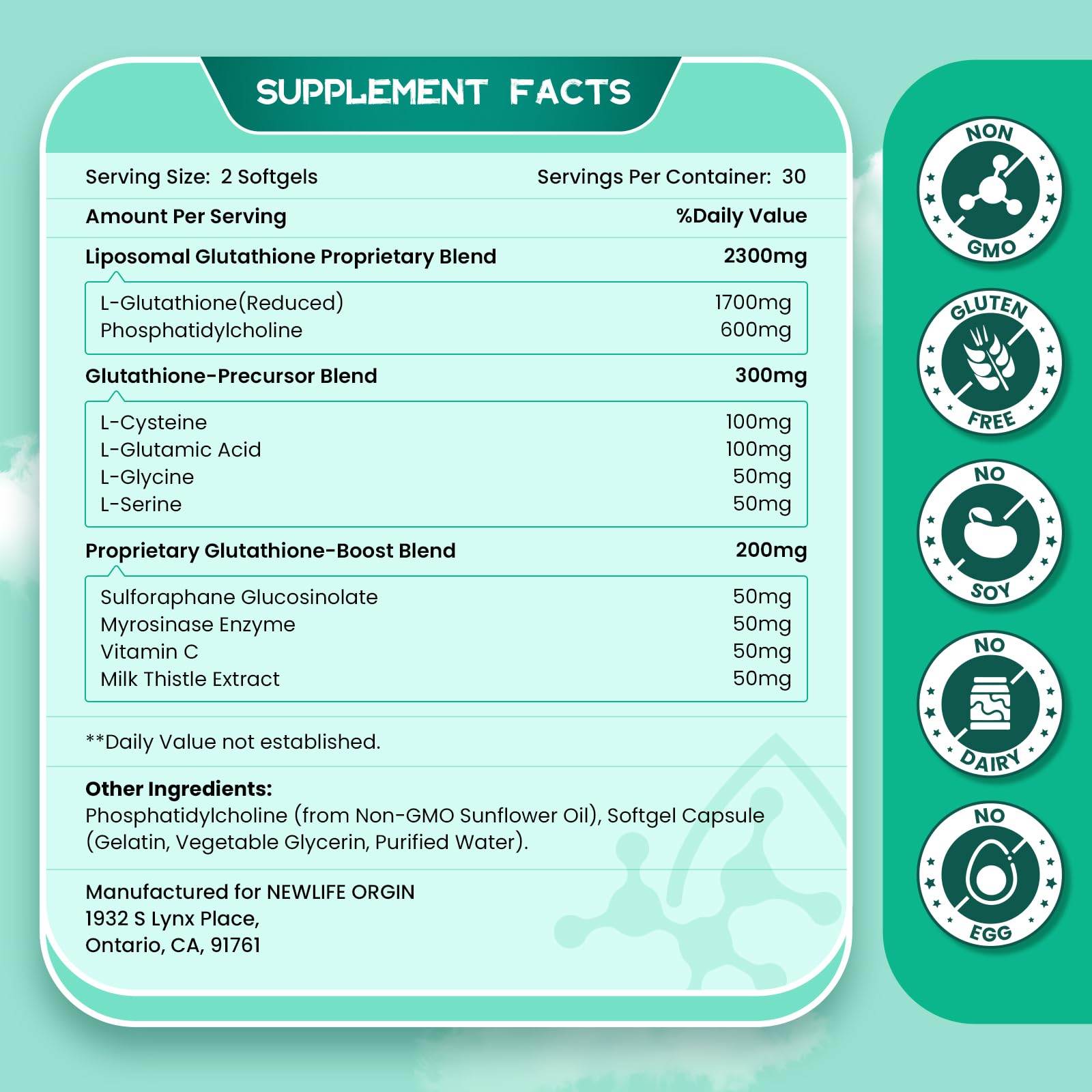 inGreens 2800 MG Liposomal Glutathione Supplement, Detoxifying & Immune, Aging Defense, Energy, Glutathione Unique Formulation Reduced inGreens uk supplements