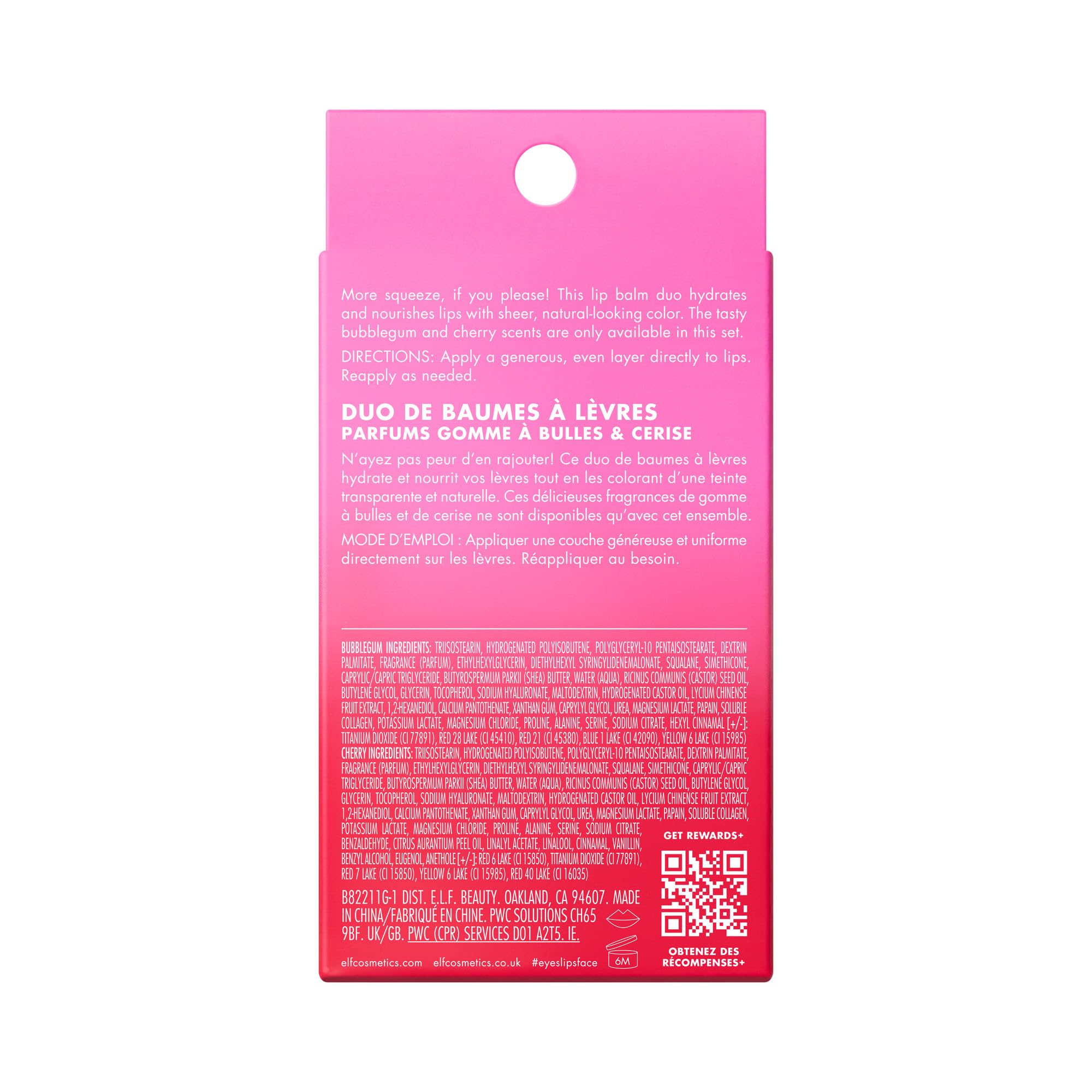 e.l.f. Squeeze Me More Lip Balm Duo, Moisturizing Balm For A Sheer Tint Of Color, Made With Hyaluronic Acid, Vegan & Cruelty-Free, Cherry & Bubblegum e.l.f. uk supplements