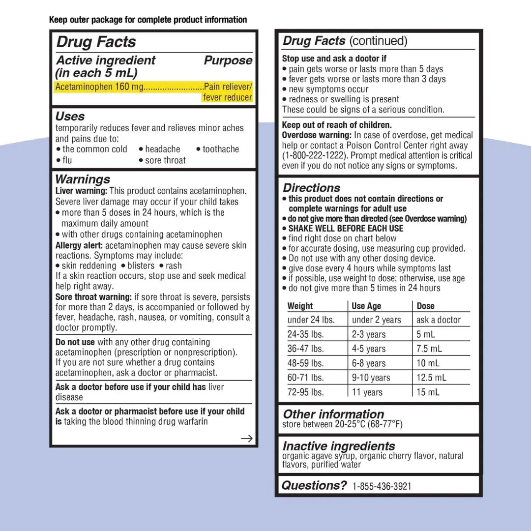 Genexa Infants' Clean Acetaminophen | Pediatrician Preferred Ingredients | Pain Reliever & Fever Reducer for Babies | Dye Free, 0% Artificial Additives | Delicious Organic Blueberry Flavor, 2 fl oz Genexa uk supplements