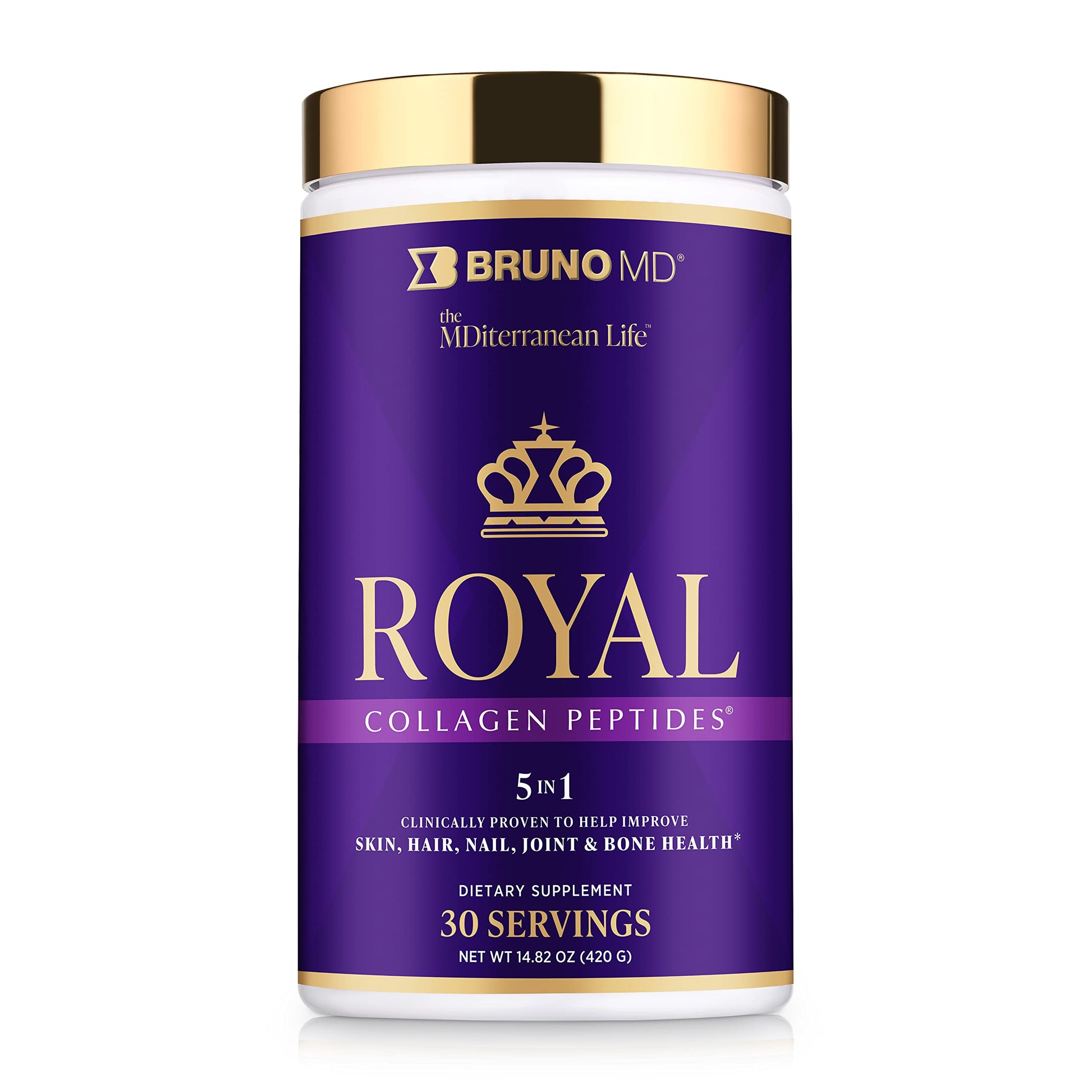 Bruno MD Royal Collagen Peptides, Clinically proven, Dietary Supplement, Improves Skin & Cellulite, European Sourced, Improves the Look of Hair & Nails, Blended with Vitamin C, Bone & Joint Supplement BRUNO MD uk supplements