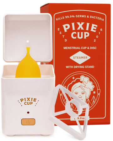 Pixie Menstrual Cup Sterilizer Cleaner Machine - The Only Hinged Lid Steamer & Drying Stand Pixie Cup uk supplements