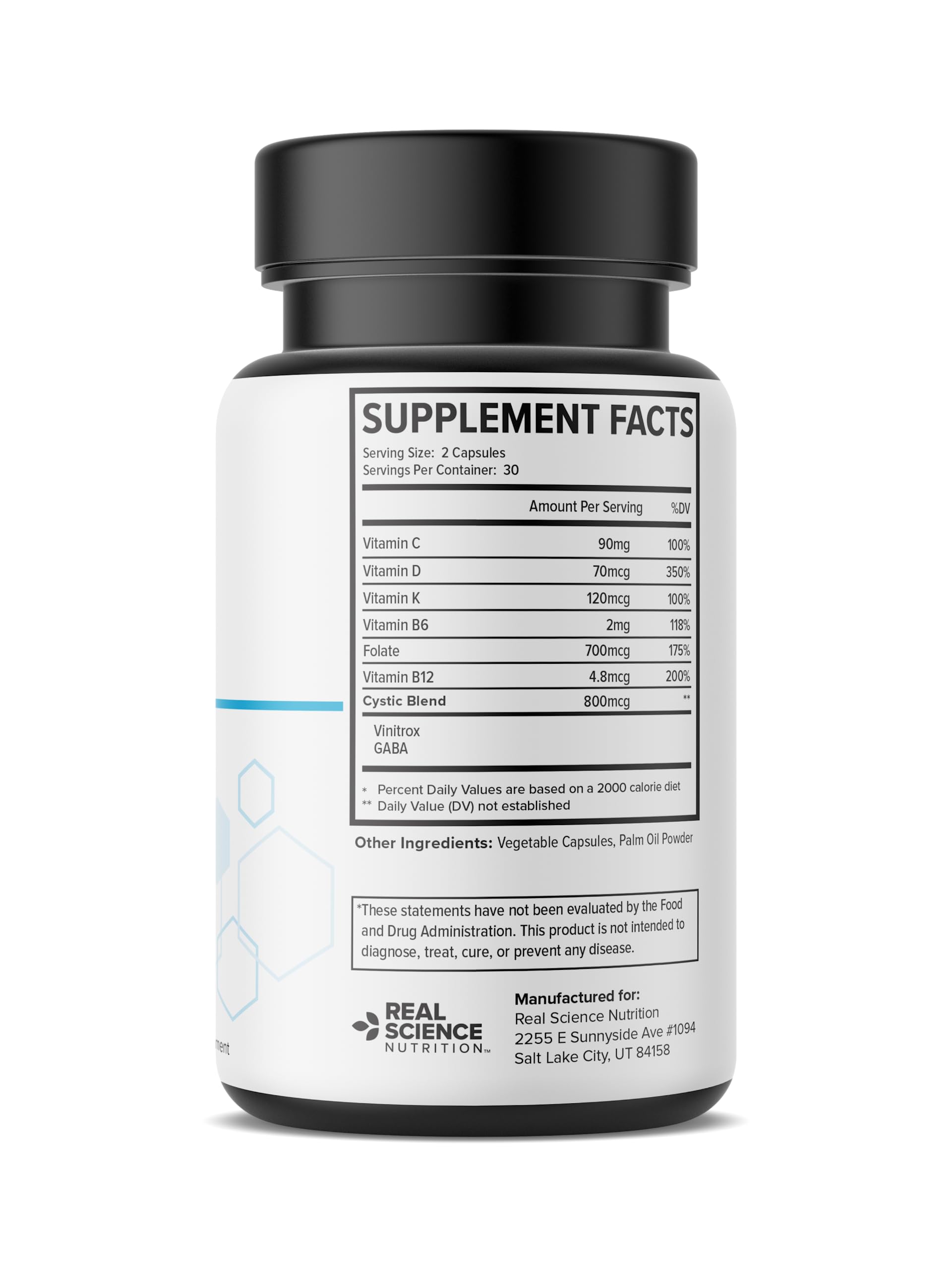 Real Science Cystic Miracle - Lung Support Supplement for Breathing Support and Mucus Clearance – with Vinitrox & GABA to Help Clear Lungs and Aid Respiratory Health, Made in USA, 60 Caps Real Science Nutrition uk supplements