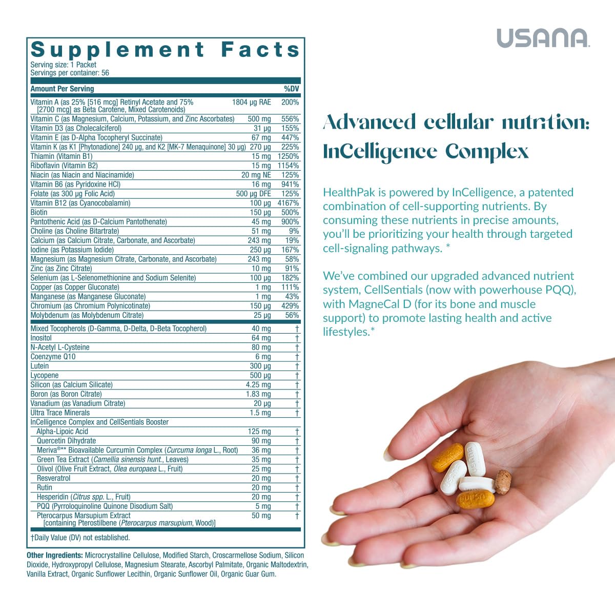 USANA HealthPak with InCelligence Technology and Essential Nutrients and Antioxidants to Support Total Body Health* – Convenient Daily AM/PM Packets – 56 Packets – 28 Day Supply USANA uk supplements