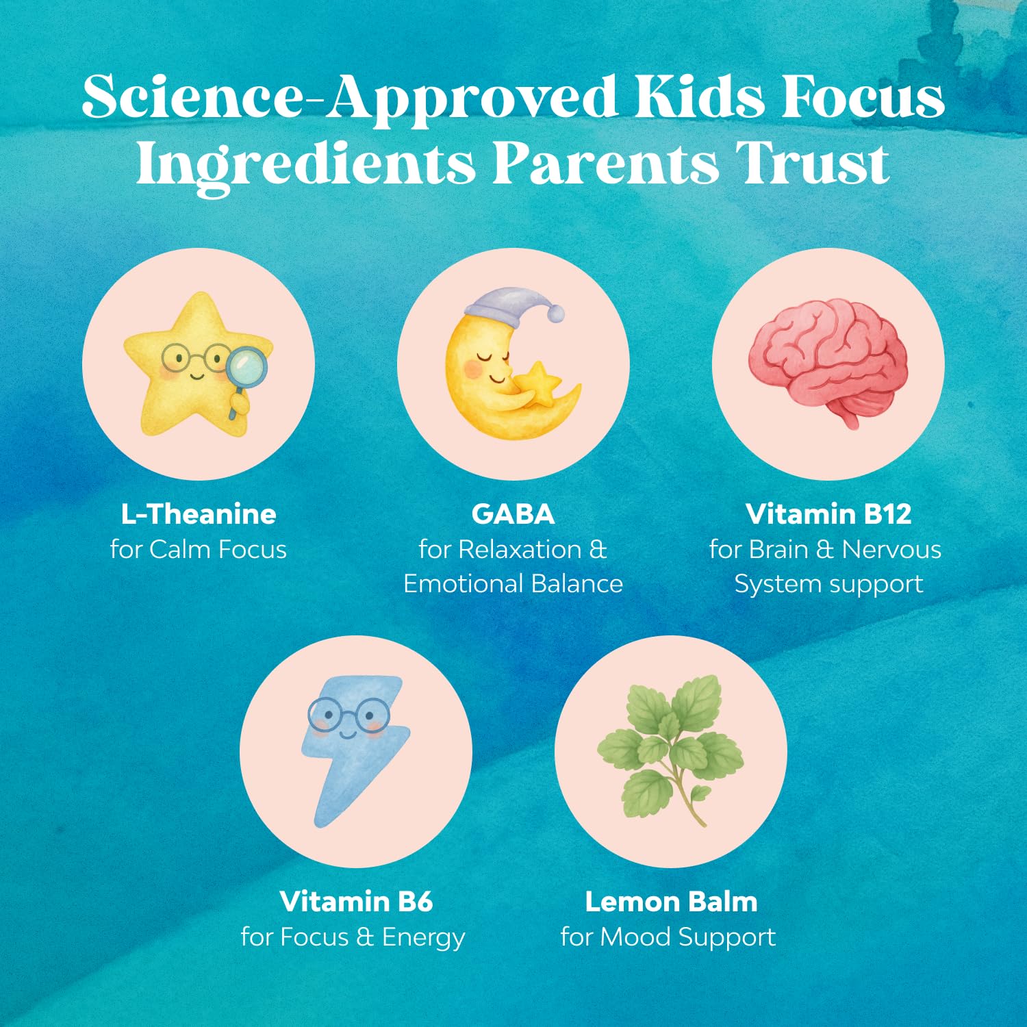 Kids Focus Gummies - Nootropics Brain Support Supplement for Kids with Green Tea Extract, B6 & B12 Vitamins for Memory and Brain Focus - Herbal Concentration Chews for Children - 90 Count Natures Craft uk supplements