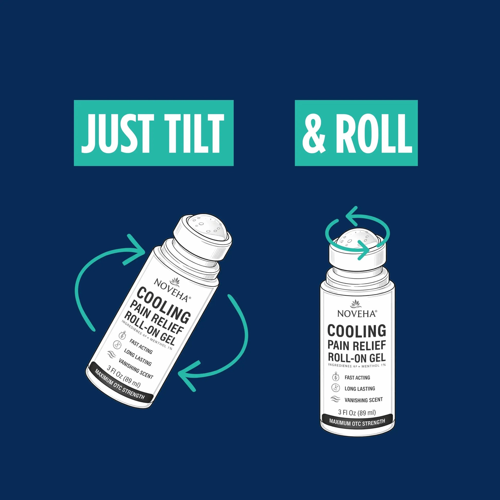 NOVEHA Lidocaine Roll-On Gel 4% | Maximum Strength Temporary Topical Pain Relief for Minor Muscle & Joint Aches | Cooling Formula with Menthol & Arnica | Non-Greasy, Quick-Drying | 2.5 fl oz NOVEHA uk supplements