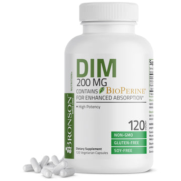 Bronson DIM Supplement 200 MG Diindolymethane with BioPerine for Enhanced Absorption, Estrogen Metabolism & Maintains Balanced Hormone Levels, 120 Vegetarian Capsules Bronson uk supplements