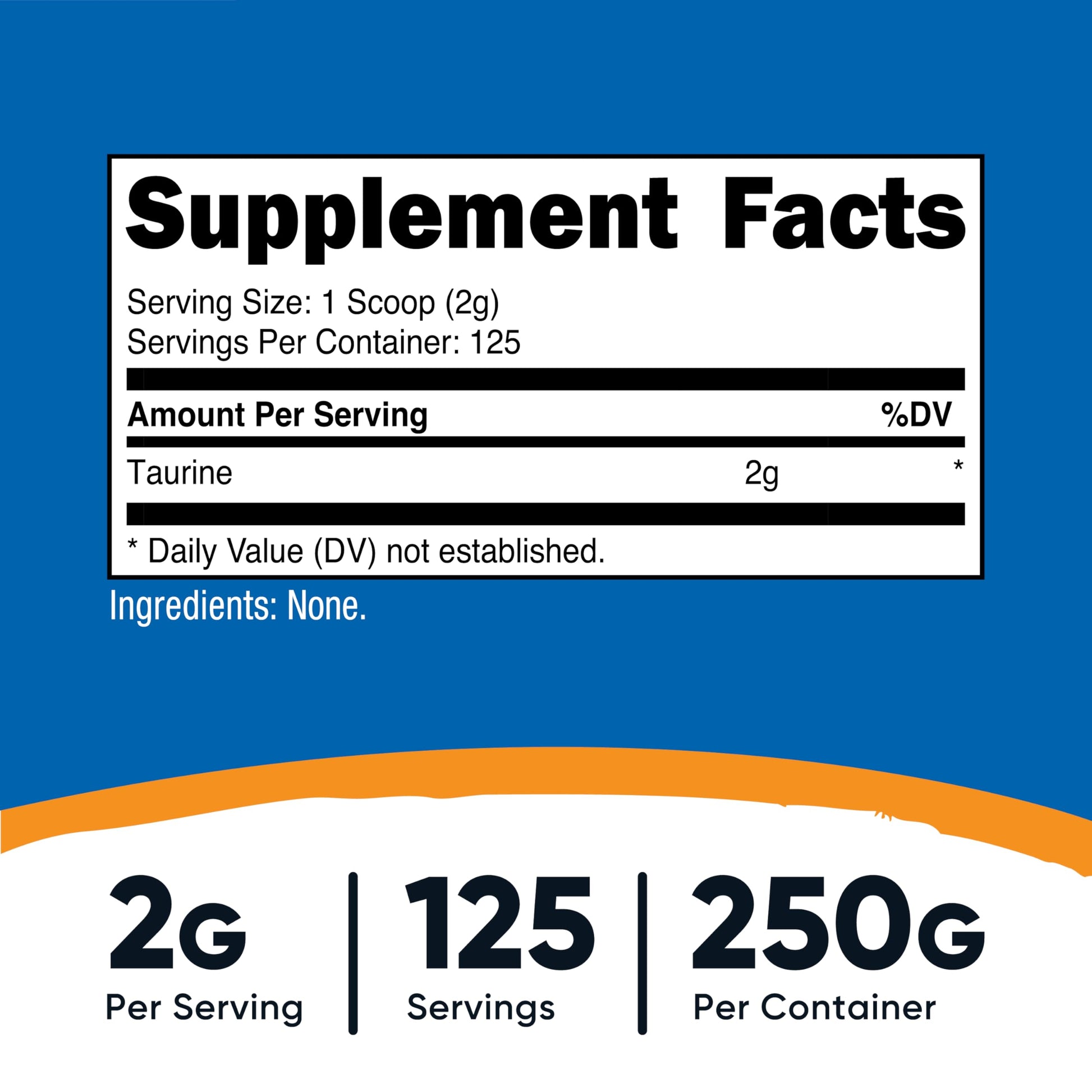 Nutricost Taurine Powder 250 Grams - 125 Servings, 2000mg Per Serving Nutricost uk supplements