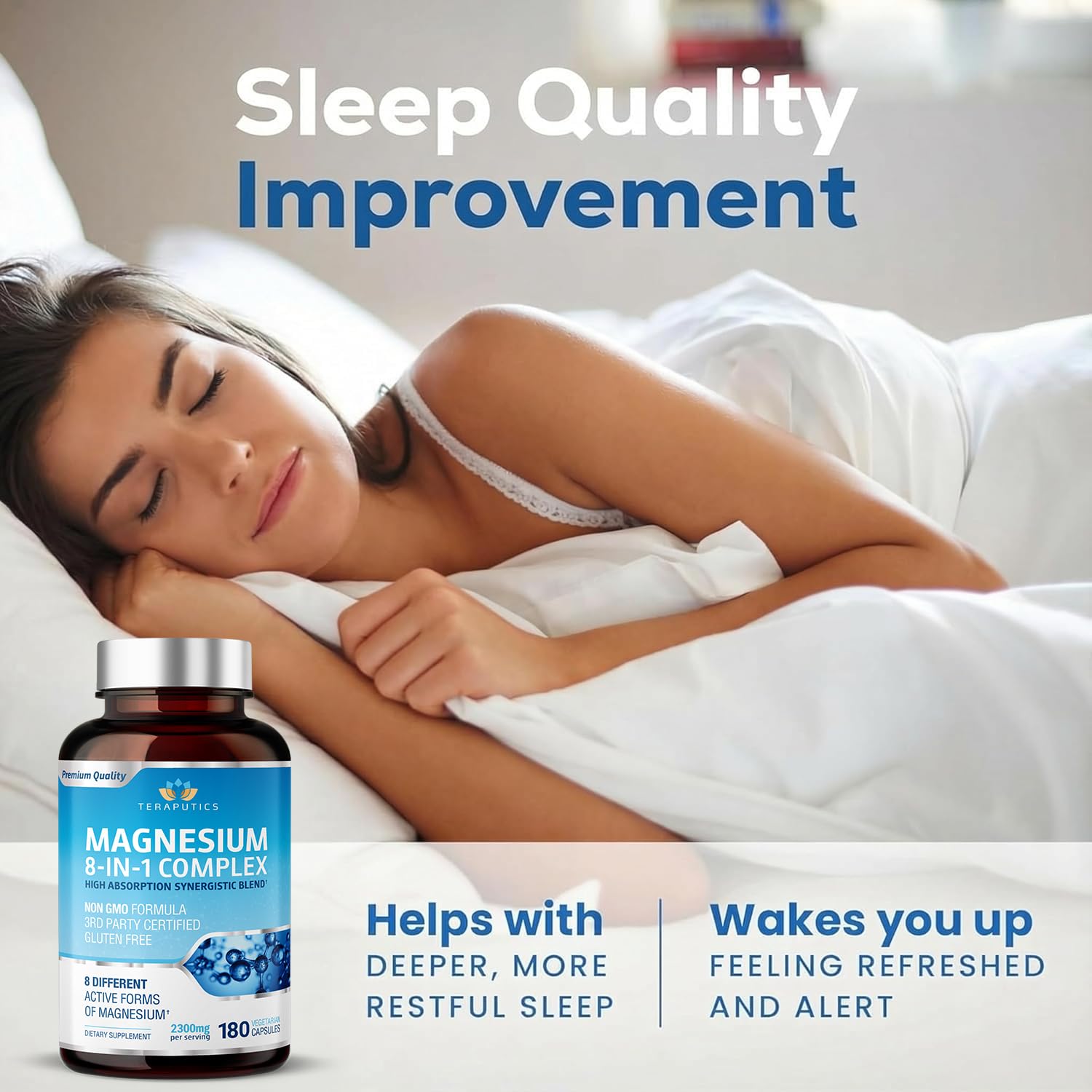 8 in 1 Magnesium Complex for Women & Men 426mg | 180 Vegan Capsules | MAG-8 Blend: Citrate, Bisglycinate, Malate, & More | Non-GMO Magnesio Complex Supplement | Provides 100% Daily Recommended Value Teraputics uk supplements
