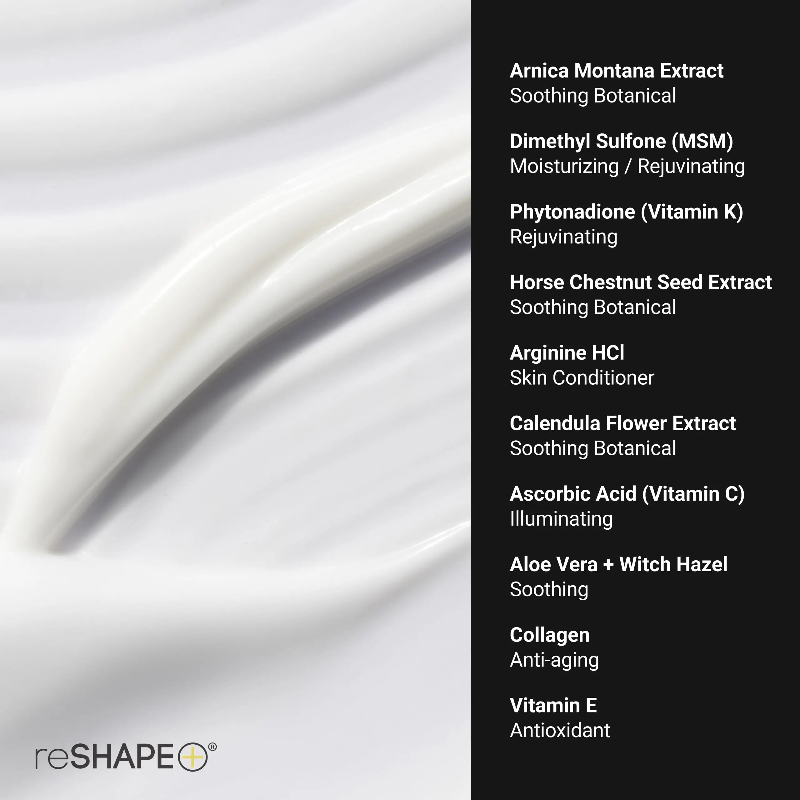 Reshape+ Arnica Bruise Relief Topical Cream For Bruising, Swelling, & Discoloration On Skin, Natural Skin Care Homeopathic Arnica Lotion W/Vitamin K, Horse Chestnut, & Collagen, Large 8 Fl Oz Reshape+ uk supplements