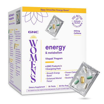 GNC Women's Energy and Metabolism Vitapak Program - Multivitamin Pack for Women - Female Energy Complex with a Clinically-Backed Thermogenic & L-Theanine - High-Potency - 1 Month Supply GNC uk supplements