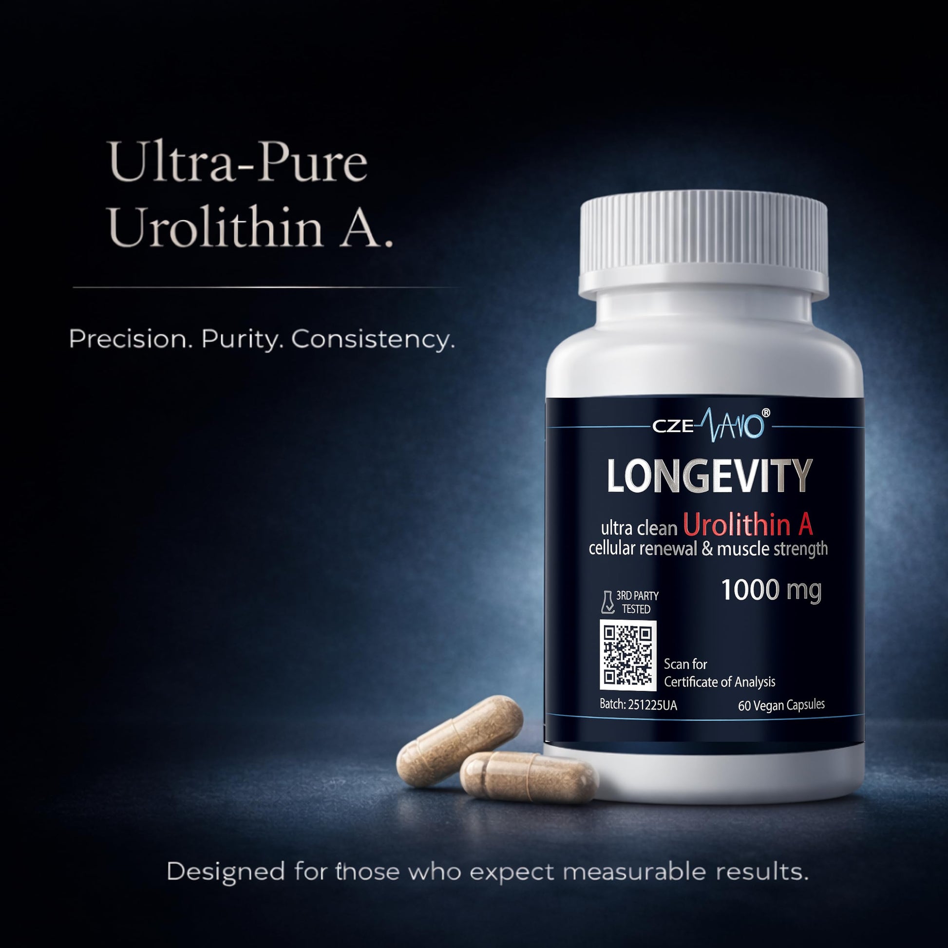 CzeNano Longevity – Ultra-Pure Urolithin A Supplement 1000 mg | Mitochondrial Support, Cellular Energy & Muscle Strength | Third-Party Tested COA | 60 Vegan Capsules CzeNano uk supplements