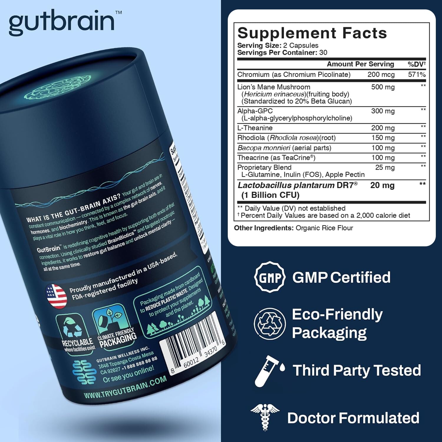 Brain Supplement for Memory and Focus with Probiotics, Advanced 2 in 1 Nootropic Brain Support for Mental Clarity, Caffeine Free Doctor Formulated Supplement, 60 Capsules Purity Labs uk supplements