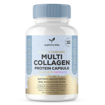 High Strength Multi Collagen 1400MG Tablets with Turmeric & Kelp, Skin, Hair, Nails Euphoria Bliss uk supplements