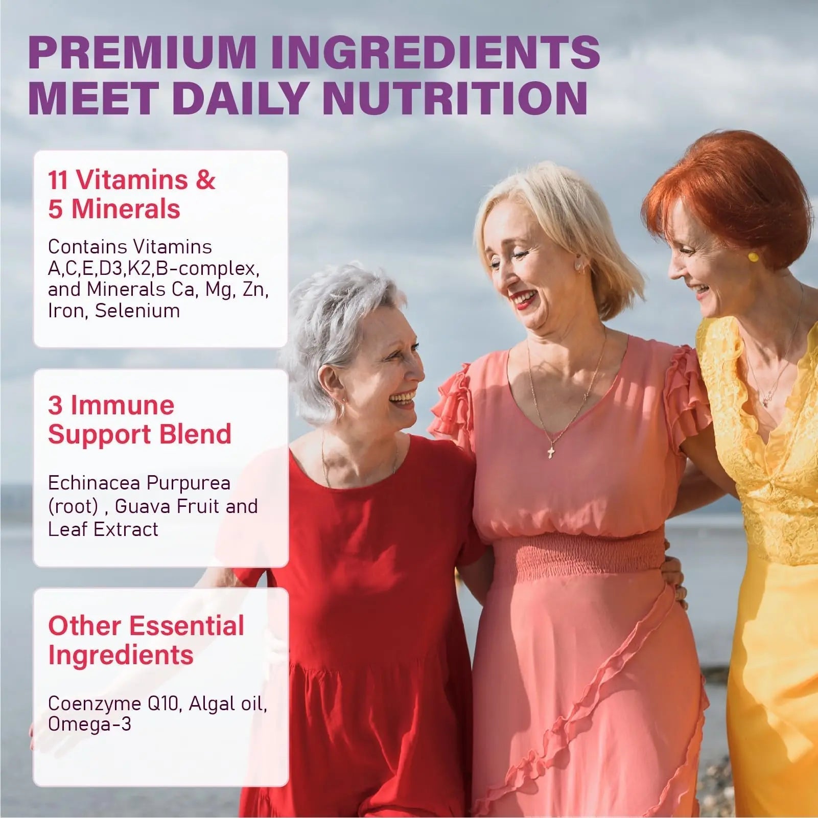 Multivitamin Gummies for Women 50 Plus - with Omega 3, Coenzyme Q10, Iron, Calcium, Zinc, Vitamin A, C, D3, E, K2, B Complex, Folate Tcemundry uk supplements