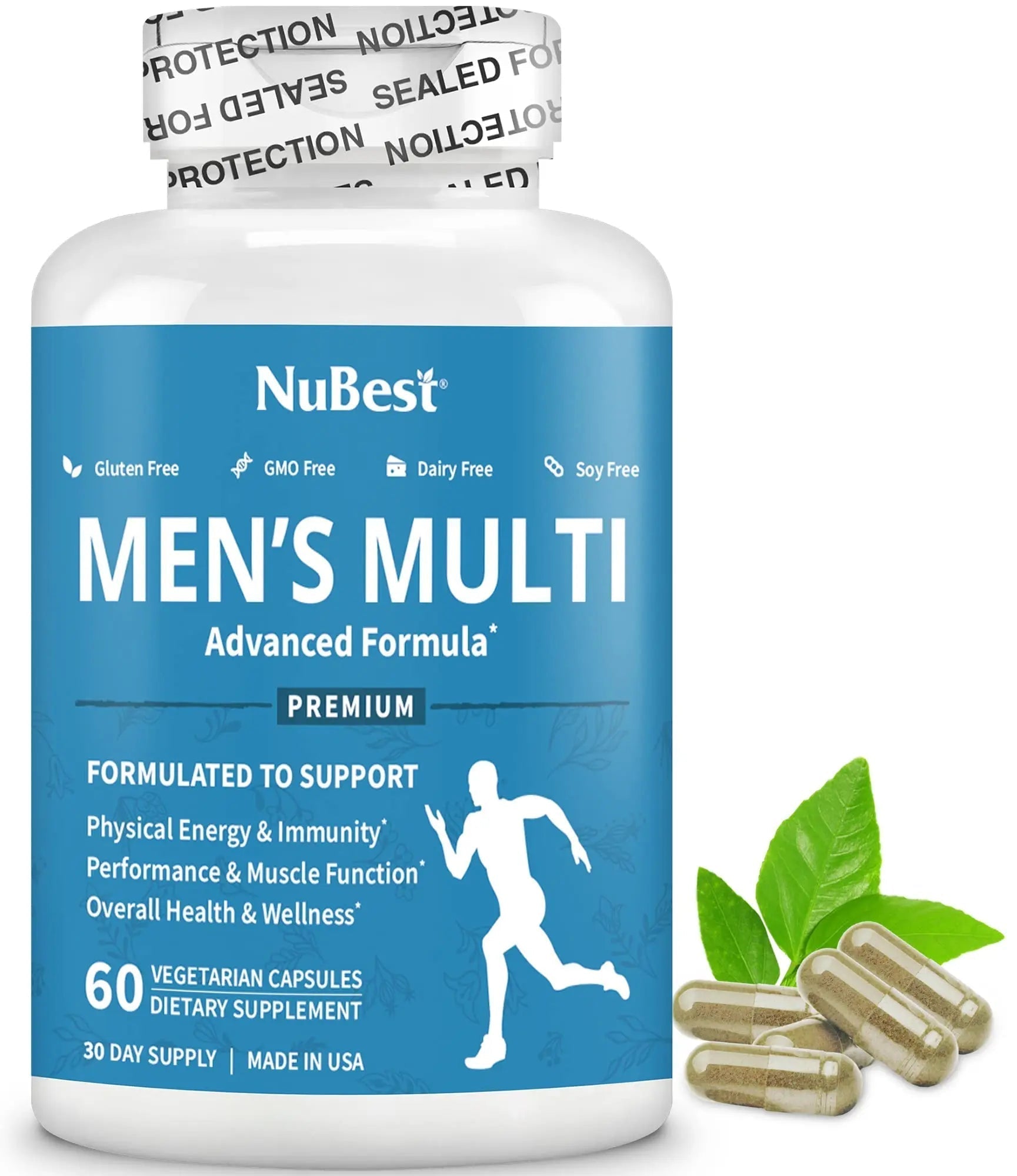 Multivitamin for Men with 38 Key Nutrients, B Complex, D3, A, C, Zinc, Magnesium, Calcium, Asian Ginseng, Ashwagandha, Turmeric for Bones, Muscle NuBest uk supplements