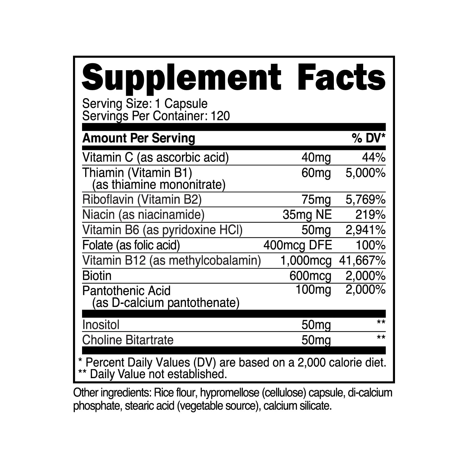 Nutricost High Potency Vitamin B Complex 460mg, 120 Capsules - with Vitamin C - Energy Nutricost uk supplements